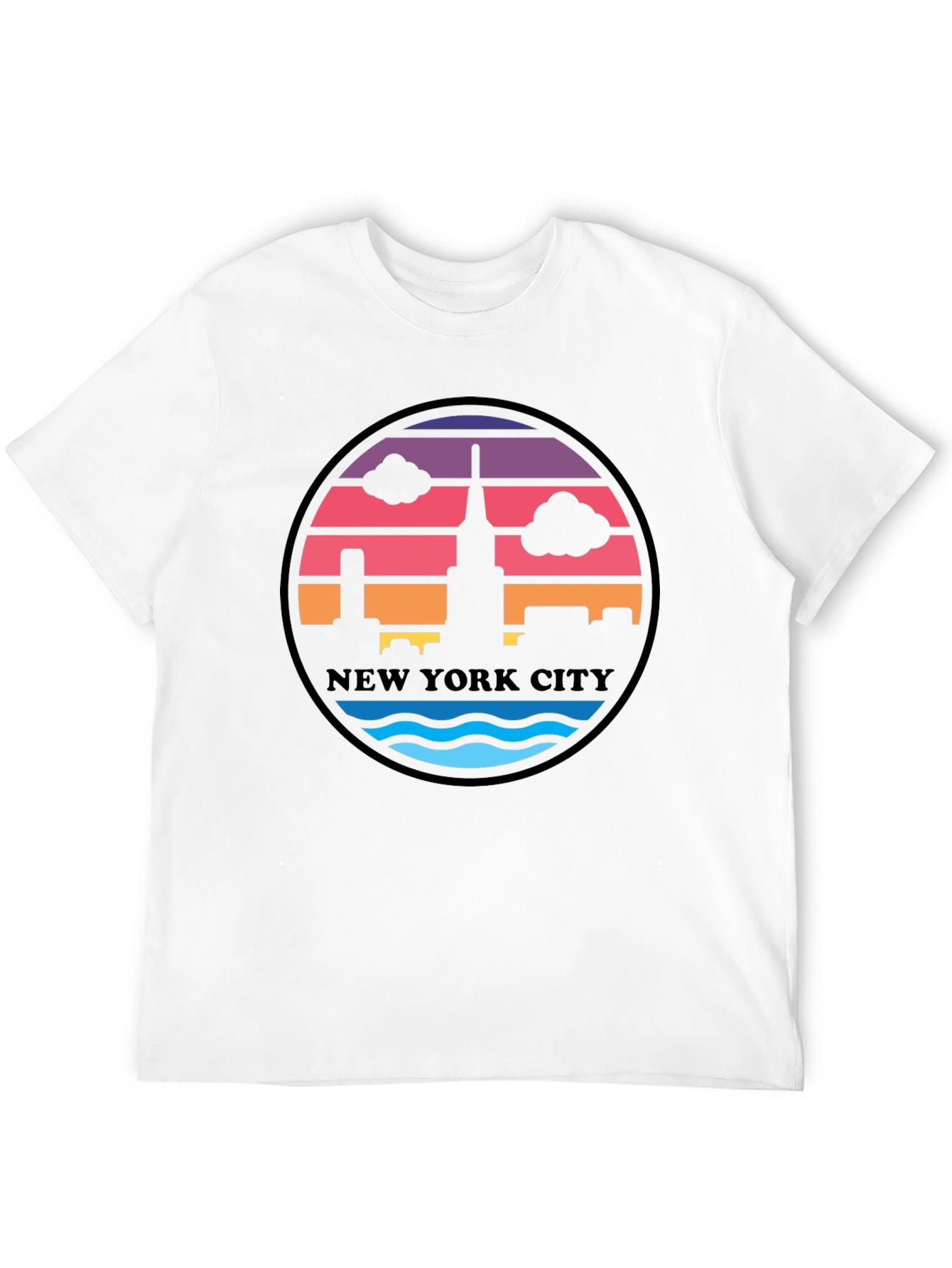 Retro New York City Skyline Black T-Shirt