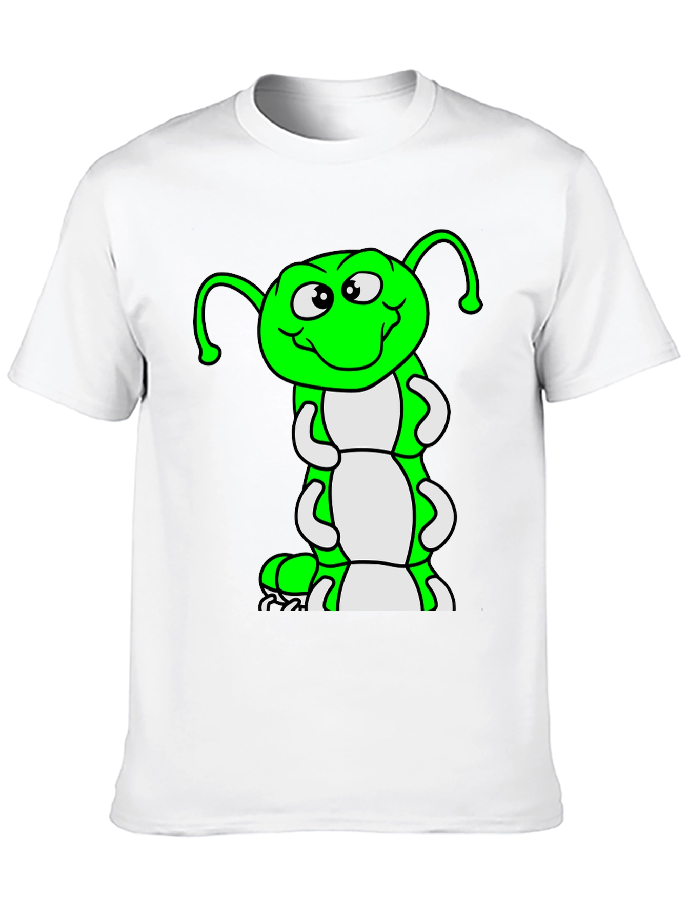 Cartoon Caterpillar Black T-Shirt
