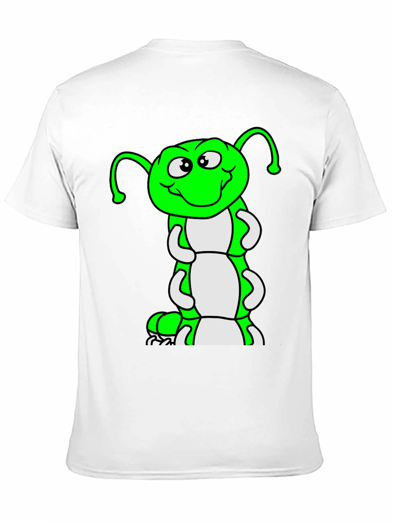 Cartoon Caterpillar Black T-Shirt