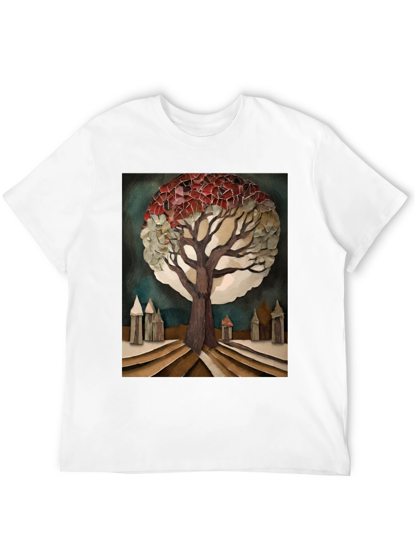 Artistic Tree Print Black T-Shirt