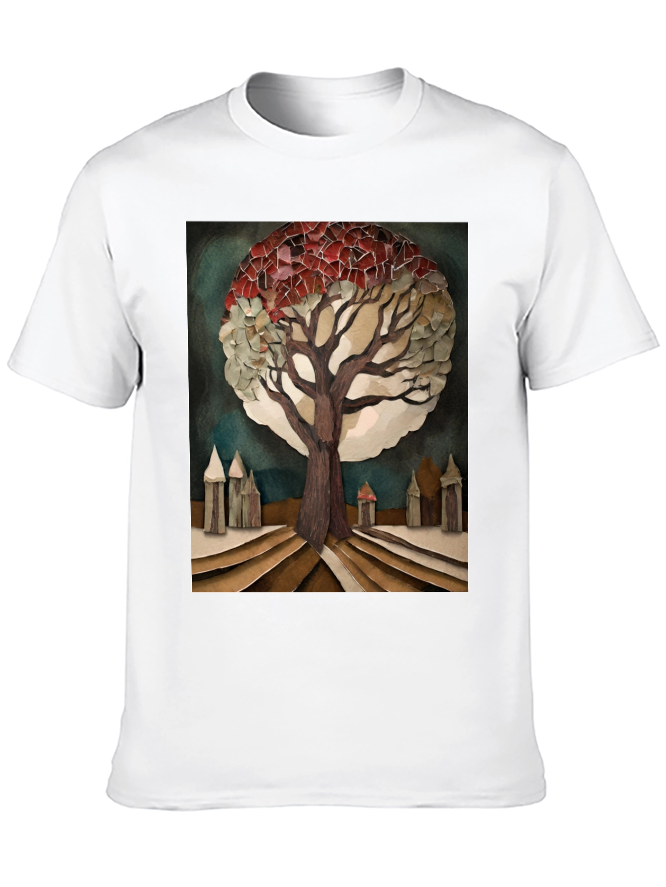 Artistic Tree Print Black T-Shirt