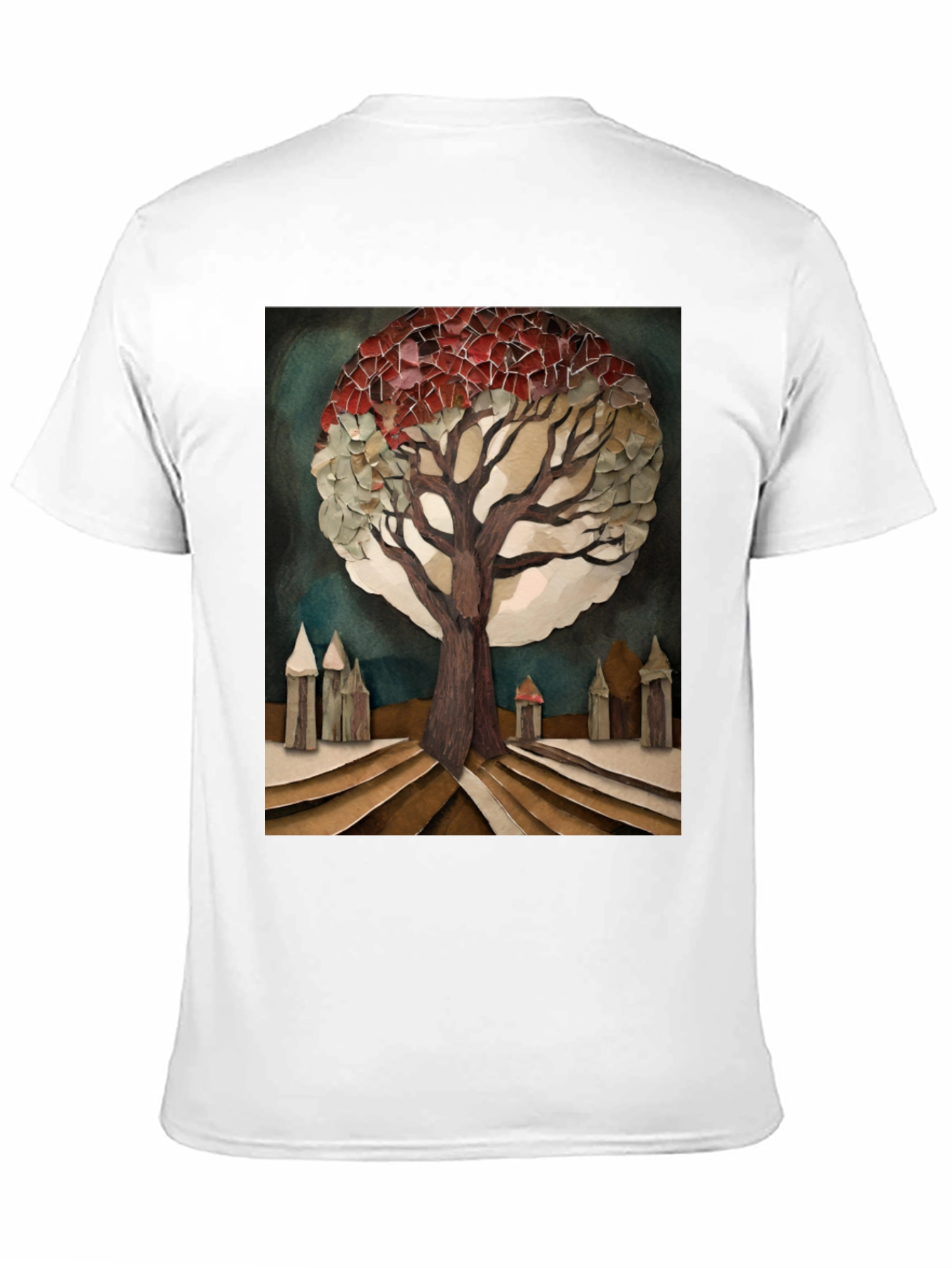 Artistic Tree Print Black T-Shirt