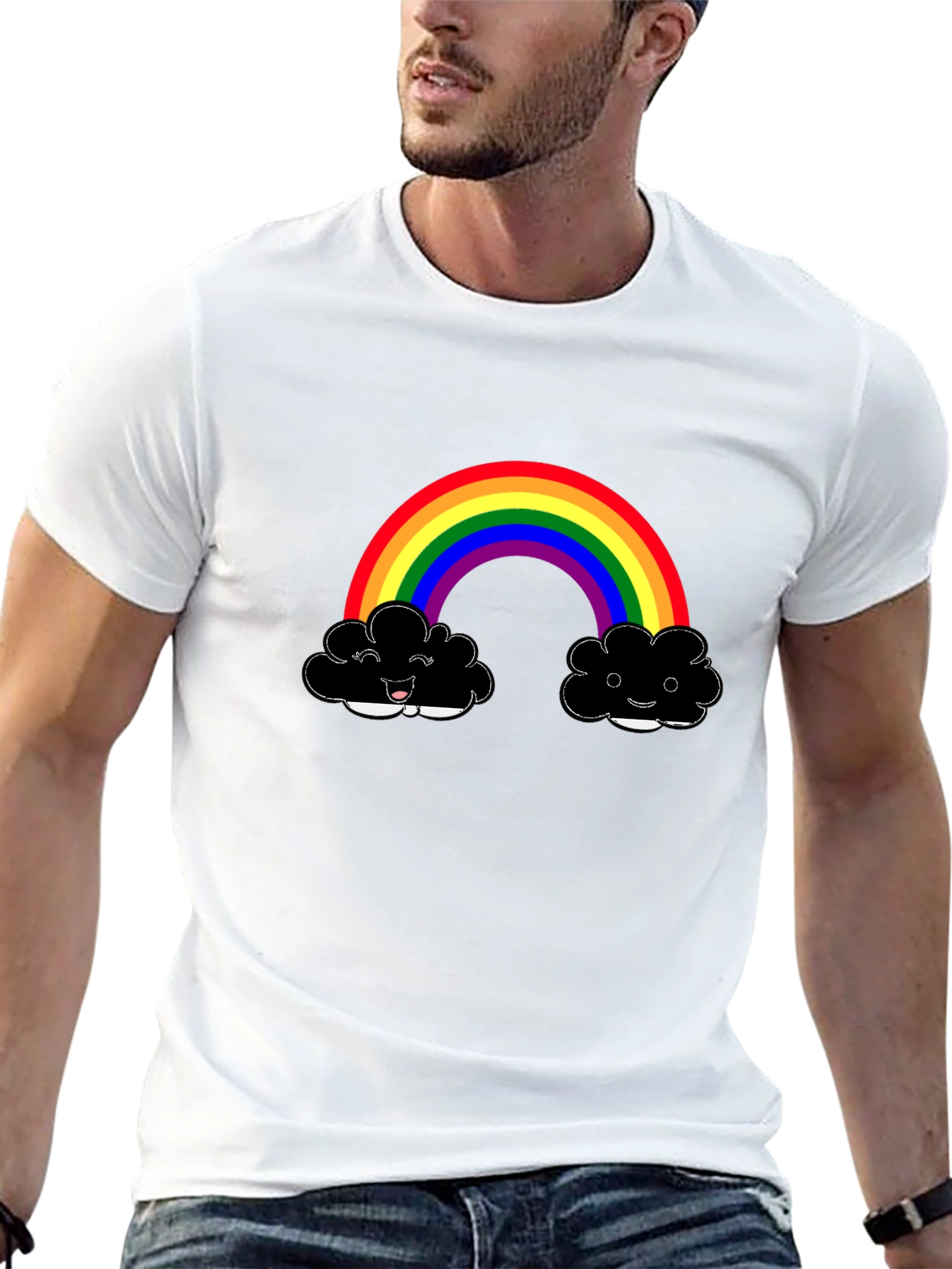 Rainbow Cloud Graphic Tee - Happy Days!