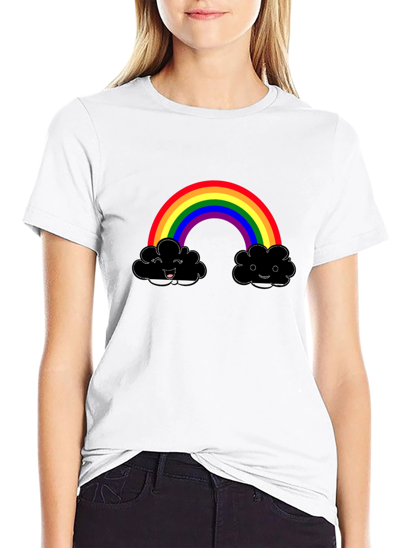 Rainbow Cloud Graphic Tee - Happy Days!