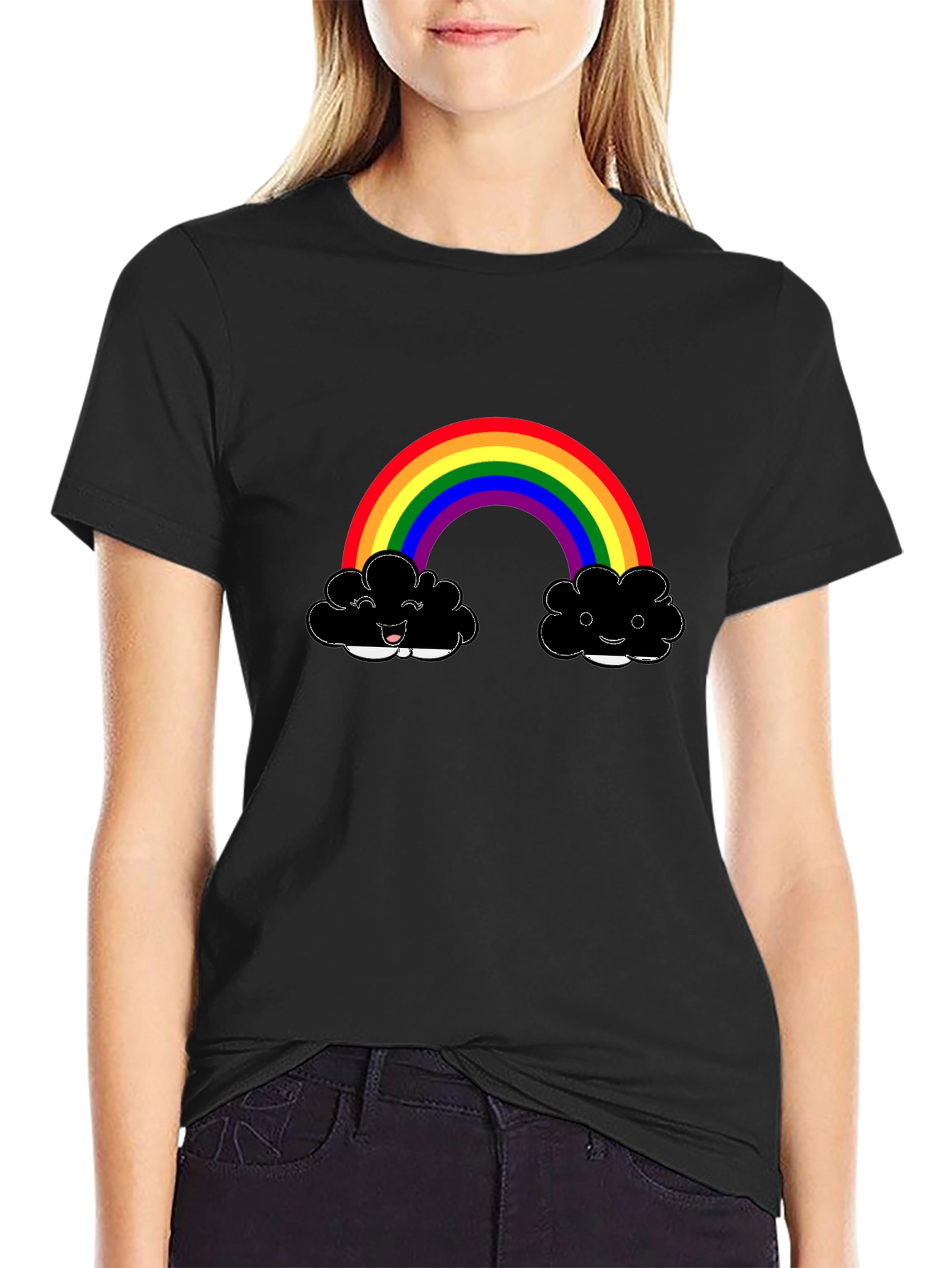 Rainbow Cloud Graphic Tee - Happy Days!