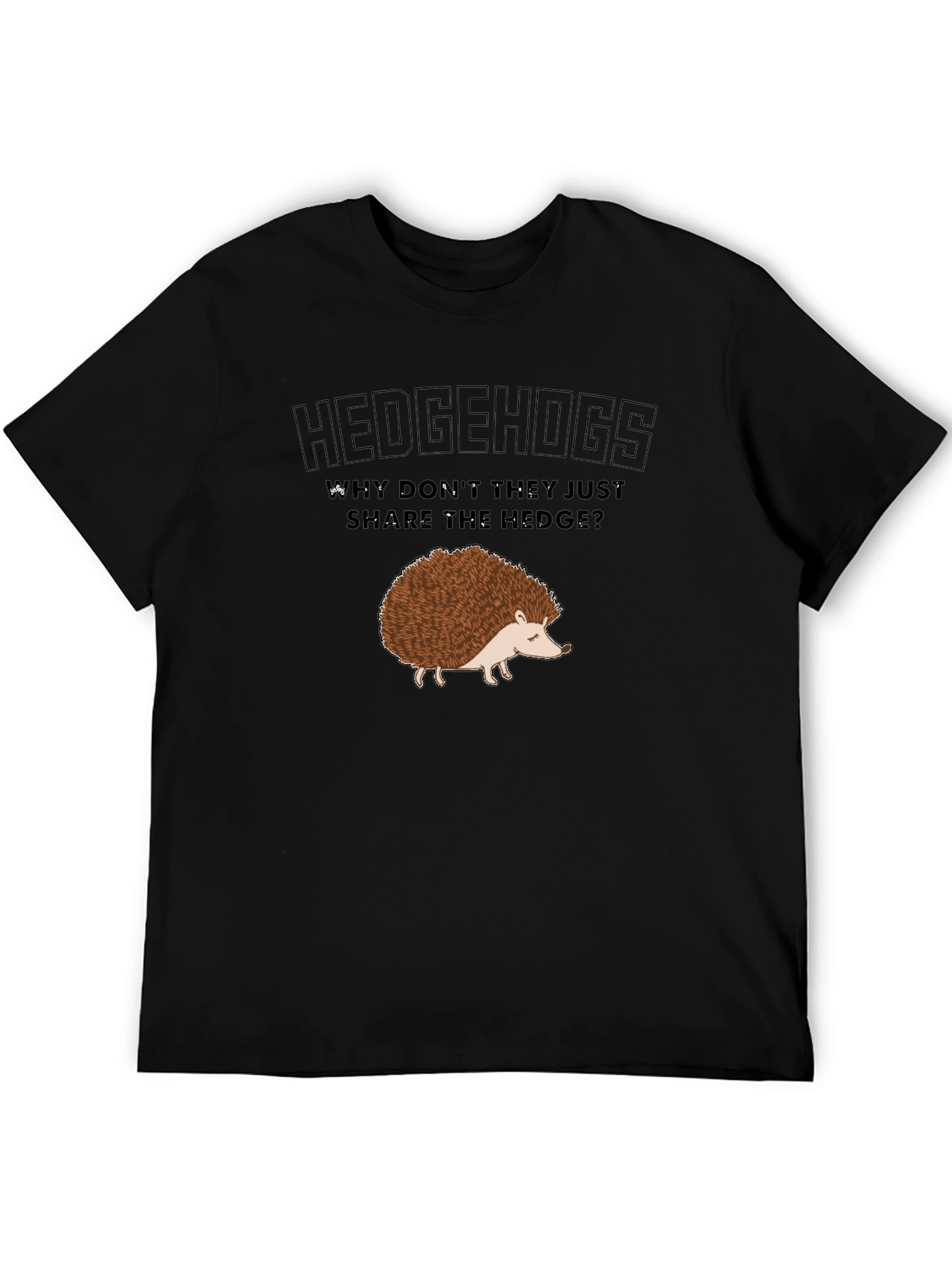 Hedgehogs Share the Hedge Black Graphic T-Shirt