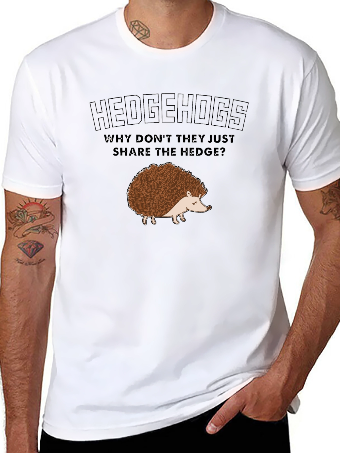 Hedgehogs Share the Hedge Black Graphic T-Shirt