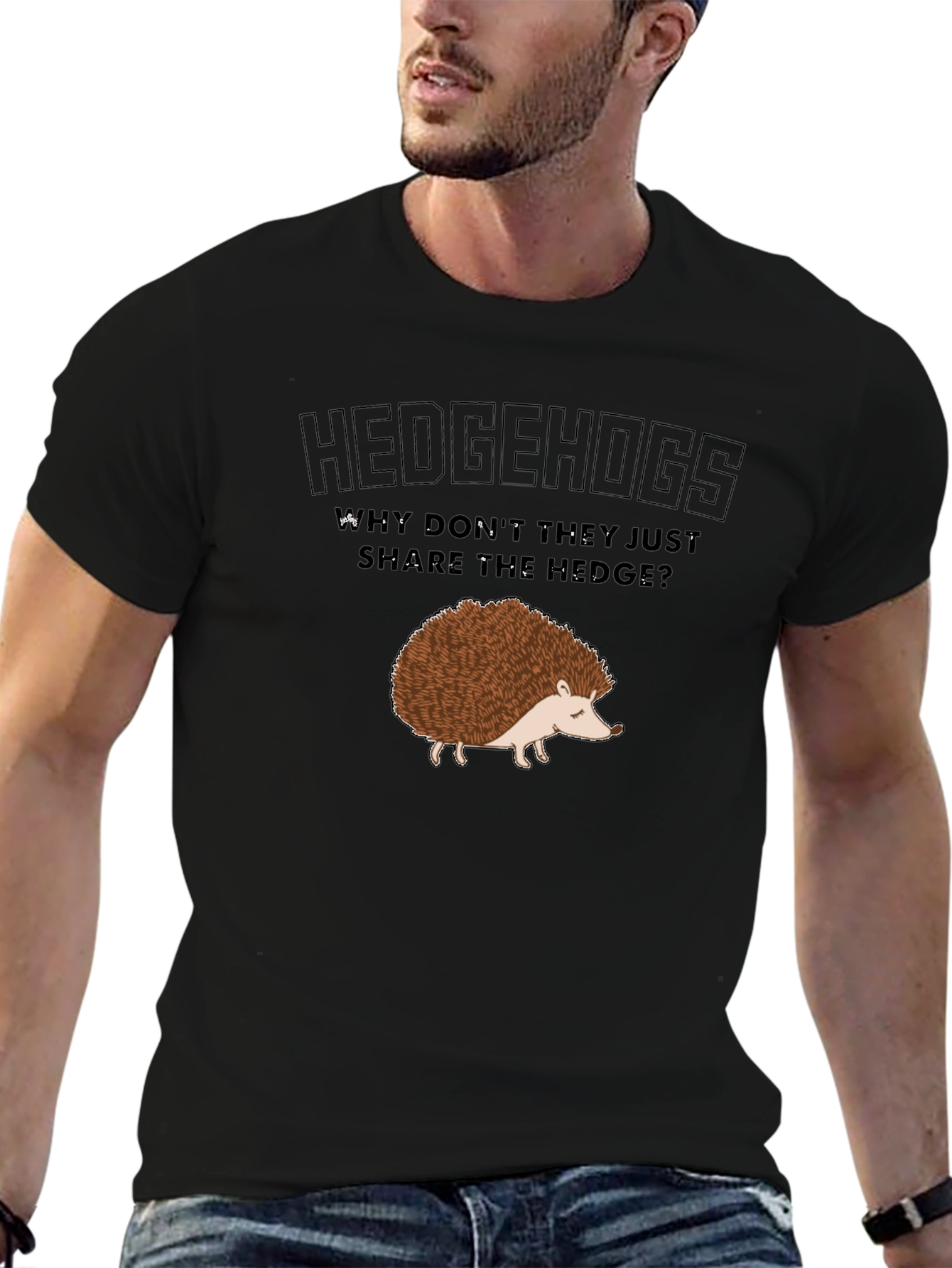 Hedgehogs Share the Hedge Black Graphic T-Shirt
