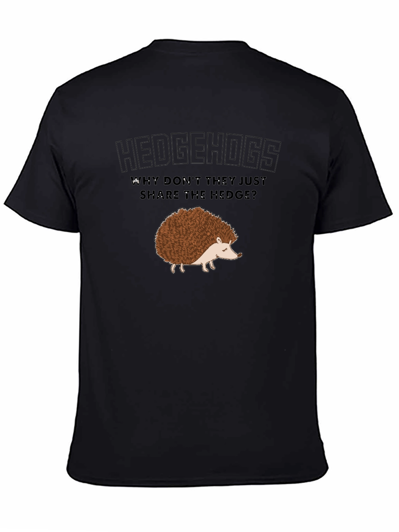 Hedgehogs Share the Hedge Black Graphic T-Shirt