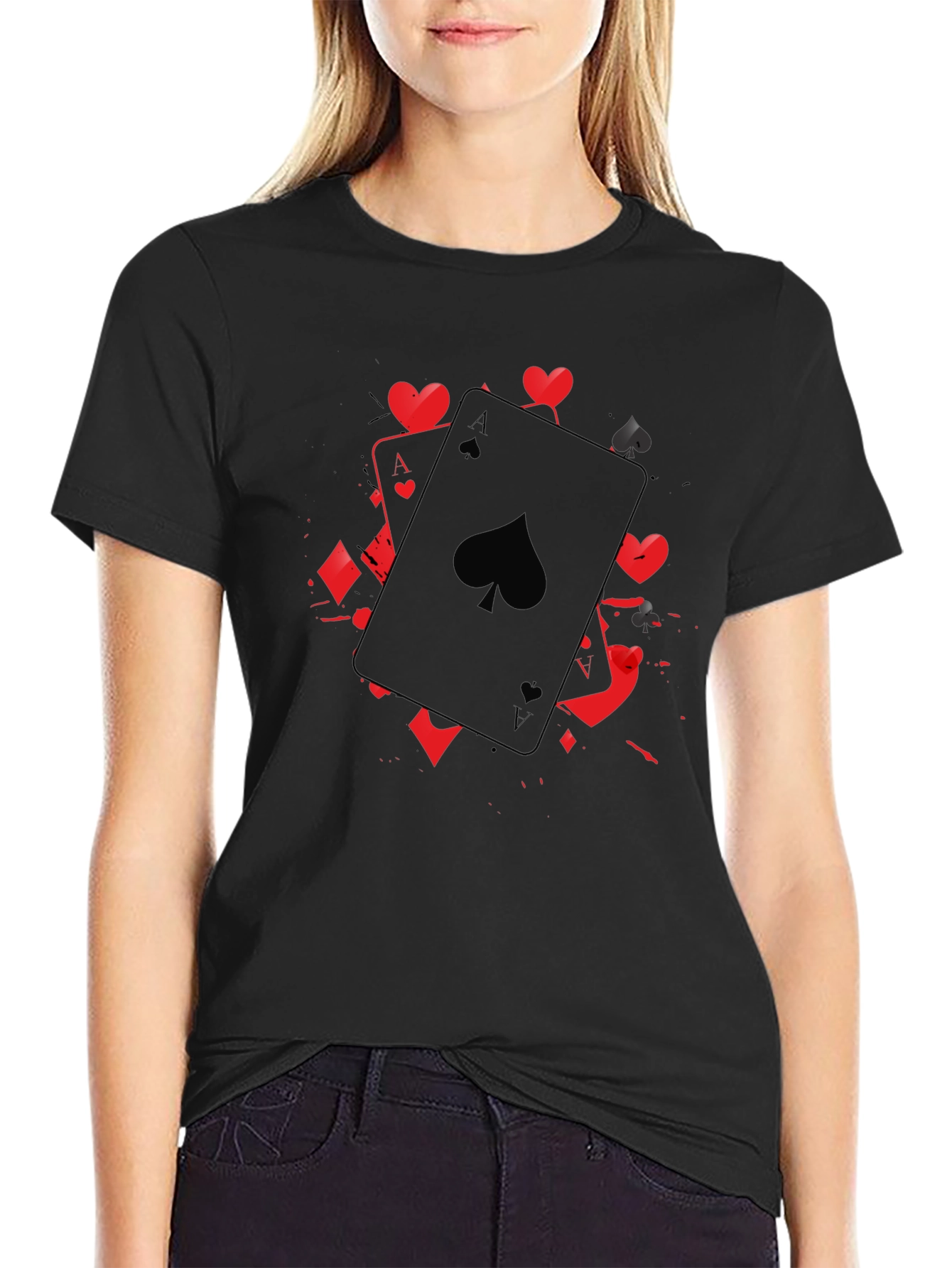 Ace of Spades Graphic T-Shirt - Black Casual Tee