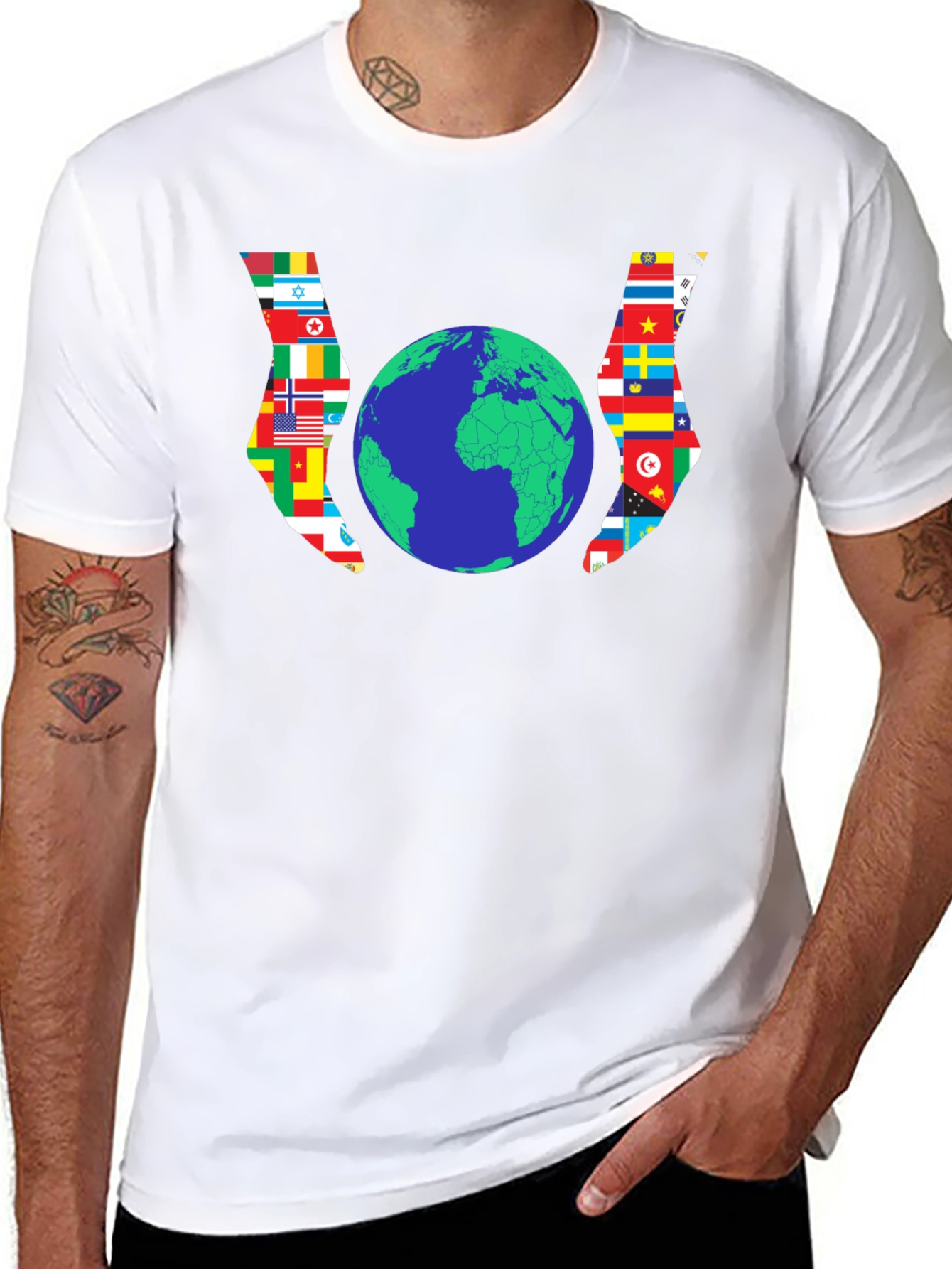 Global Unity T-Shirt - Flags Around the World