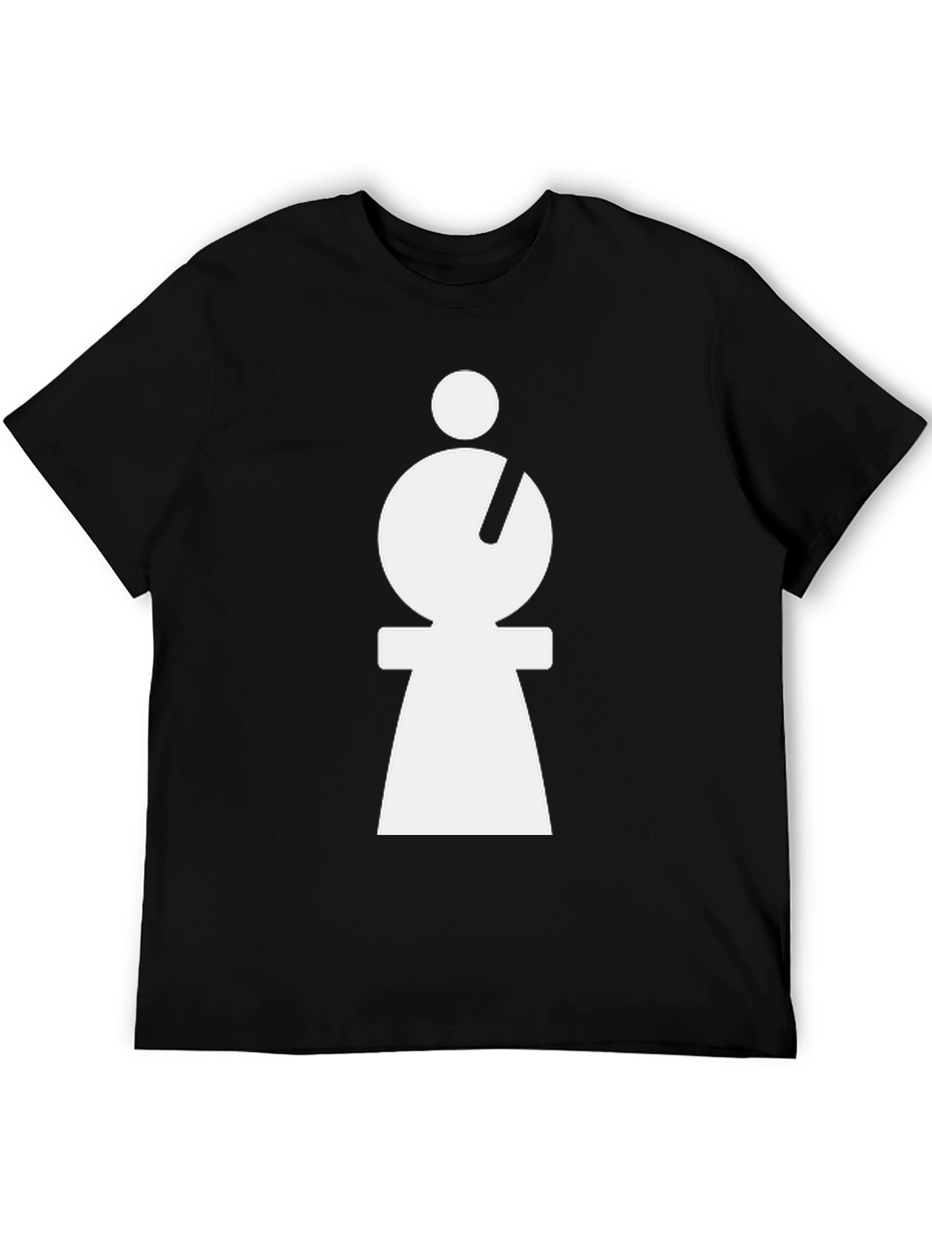 Abstract Minimalist White Figure on Black T-Shirt