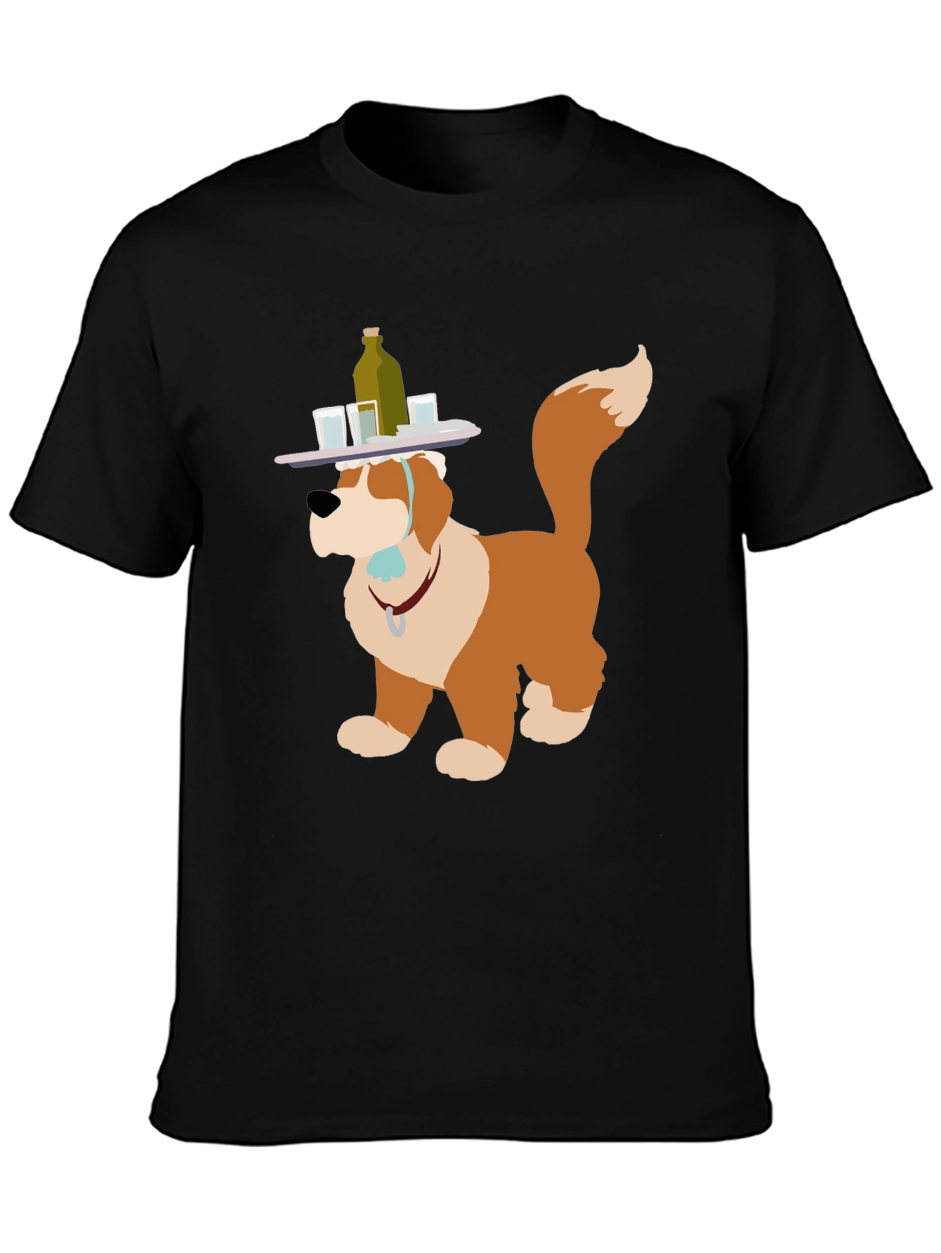Saint Bernard Dog Bartender Graphic T-Shirt