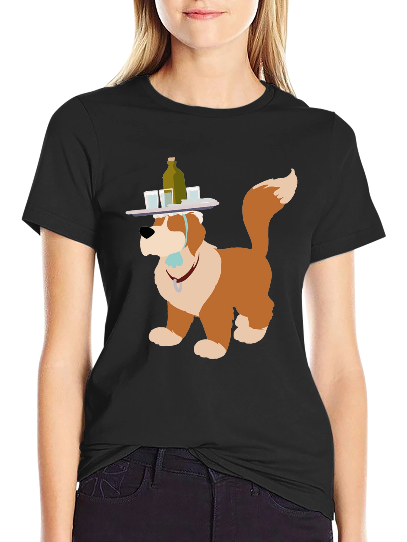 Saint Bernard Dog Bartender Graphic T-Shirt