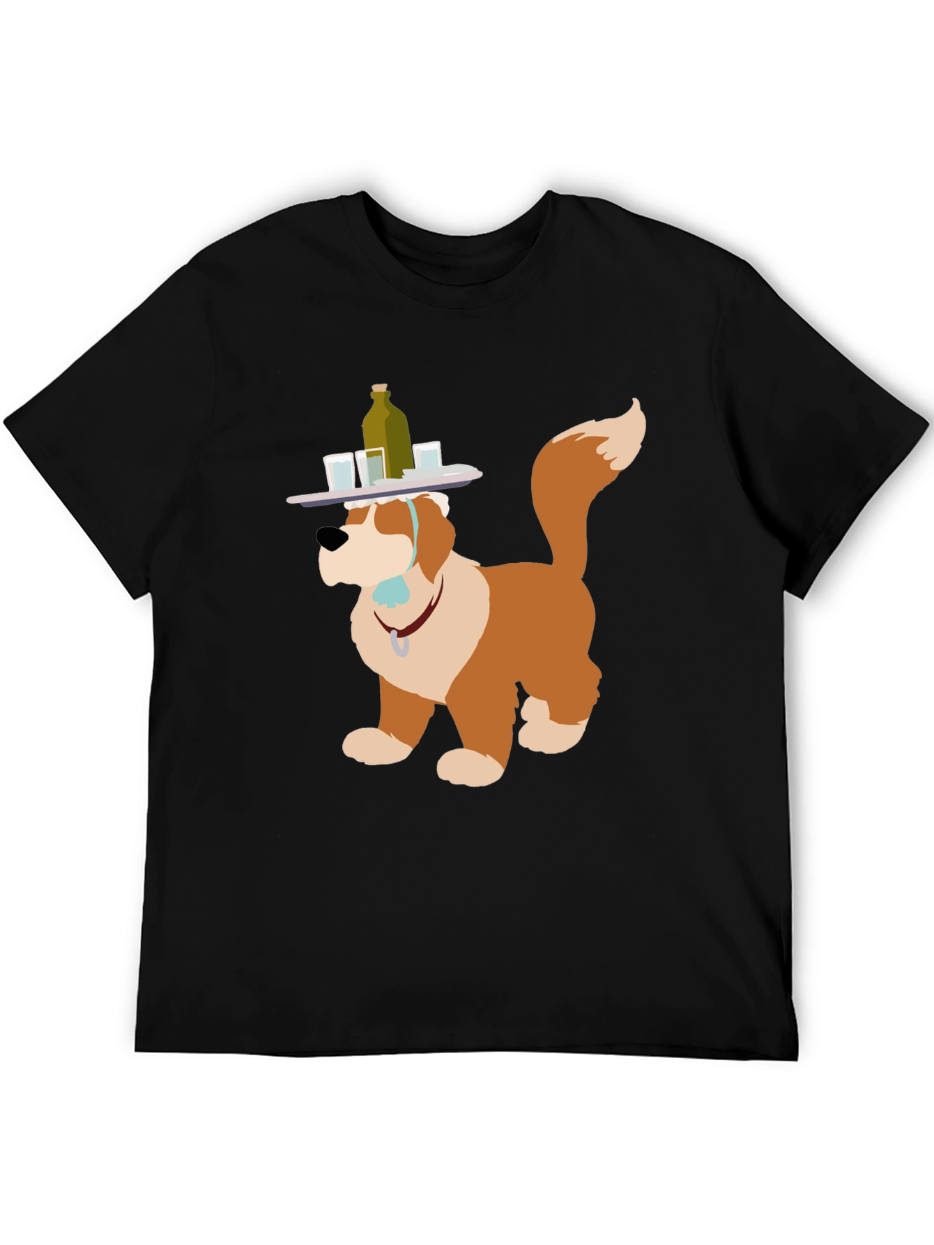 Saint Bernard Dog Bartender Graphic T-Shirt