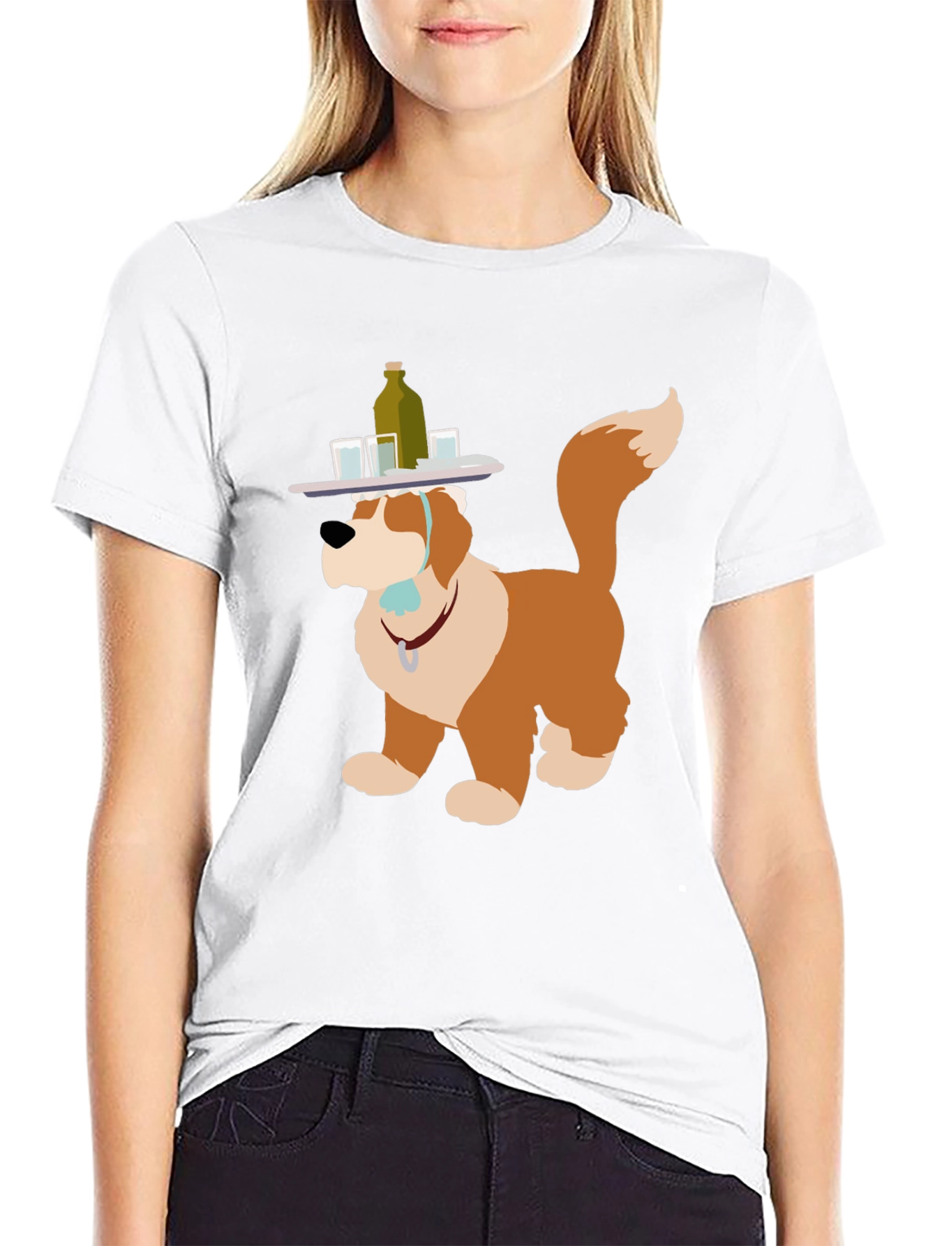 Saint Bernard Dog Bartender Graphic T-Shirt