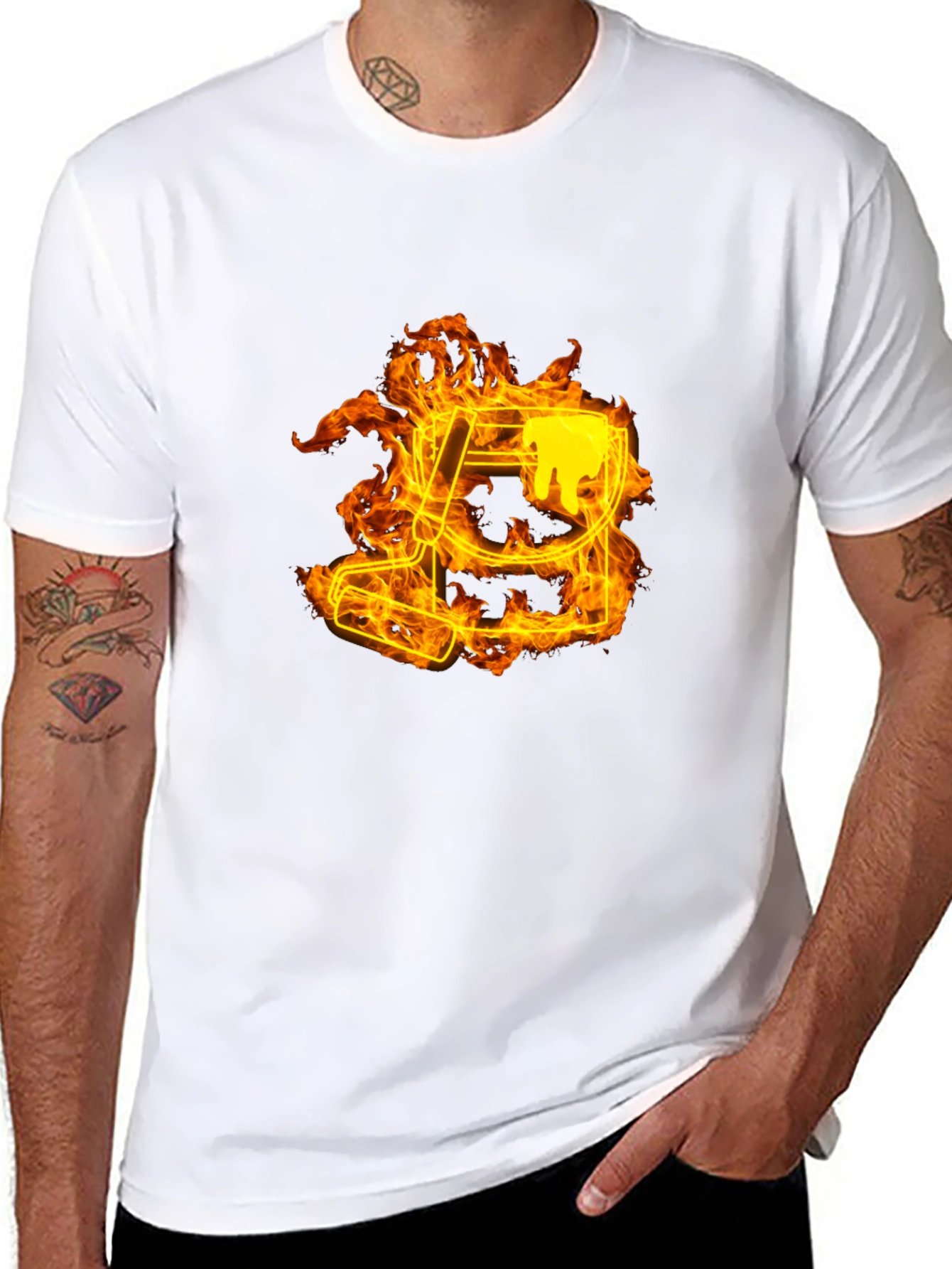 Flaming Paint Bucket Graphic Tee - Cool Artistic Design