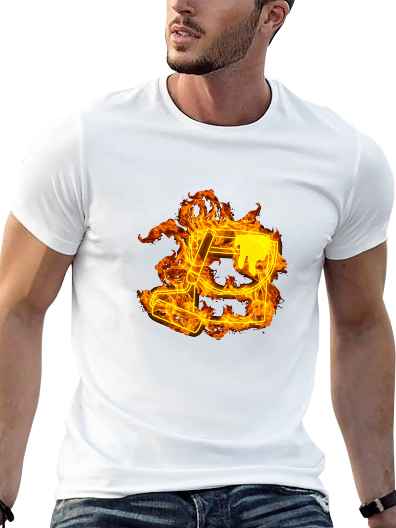 Flaming Paint Bucket Graphic Tee - Cool Artistic Design