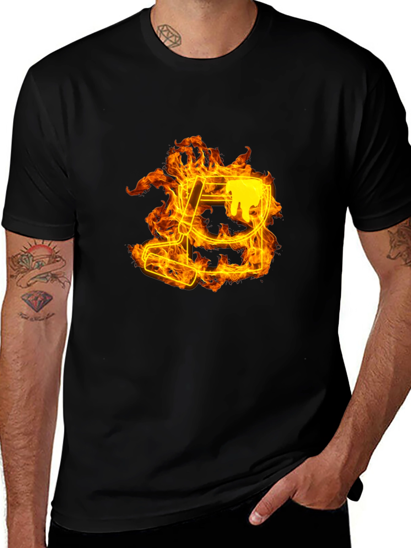 Flaming Paint Bucket Graphic Tee - Cool Artistic Design