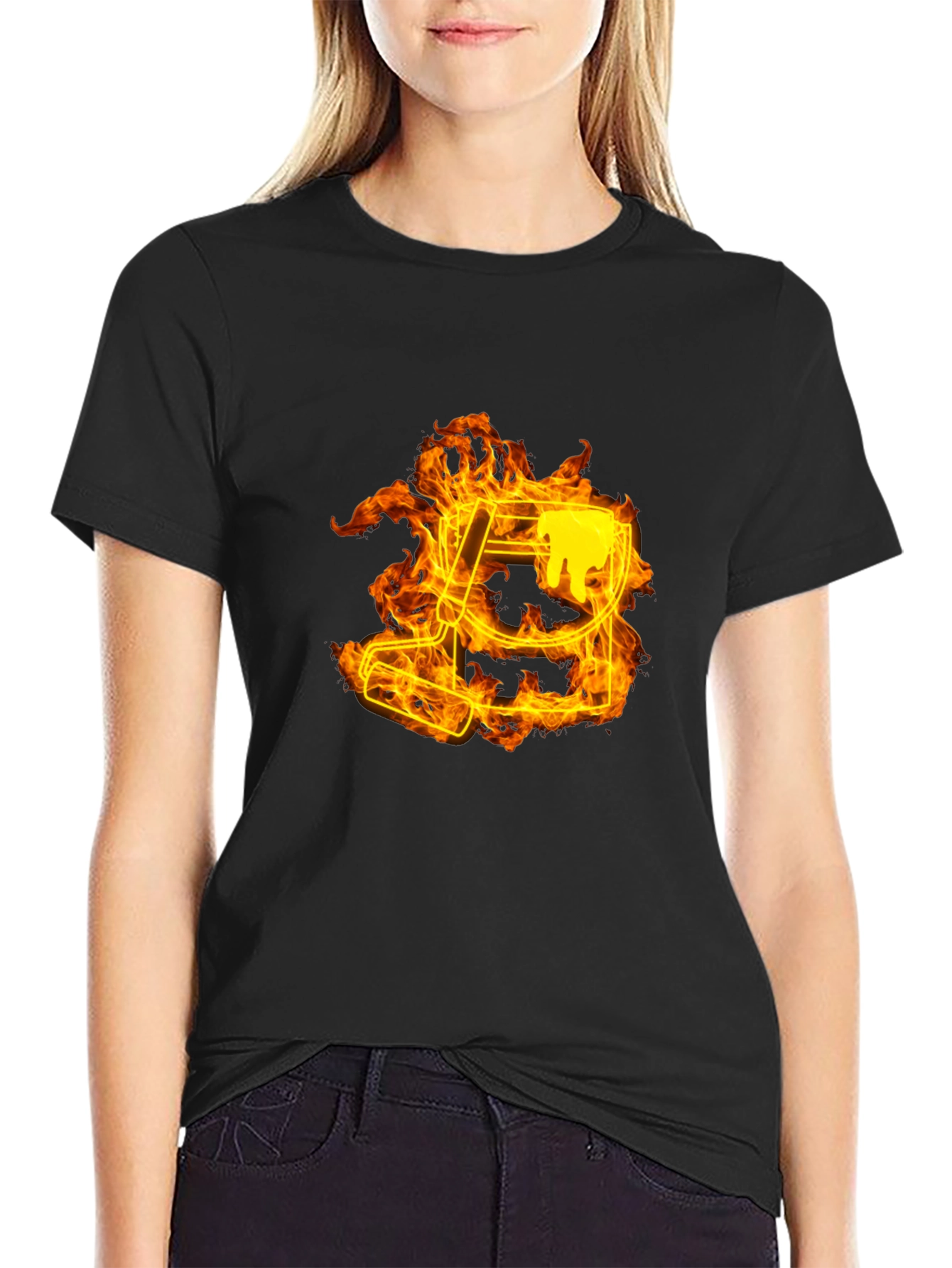 Flaming Paint Bucket Graphic Tee - Cool Artistic Design