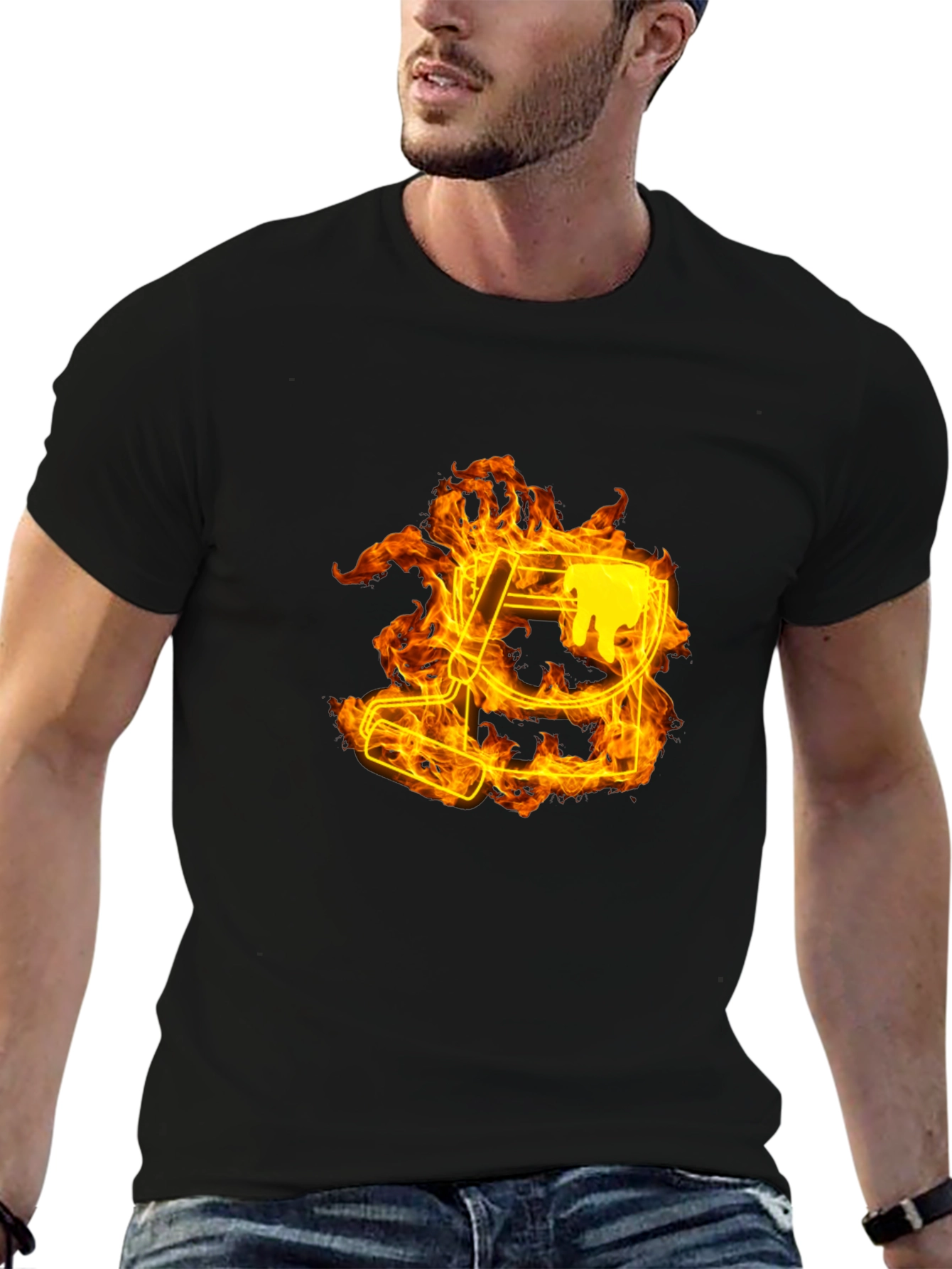 Flaming Paint Bucket Graphic Tee - Cool Artistic Design