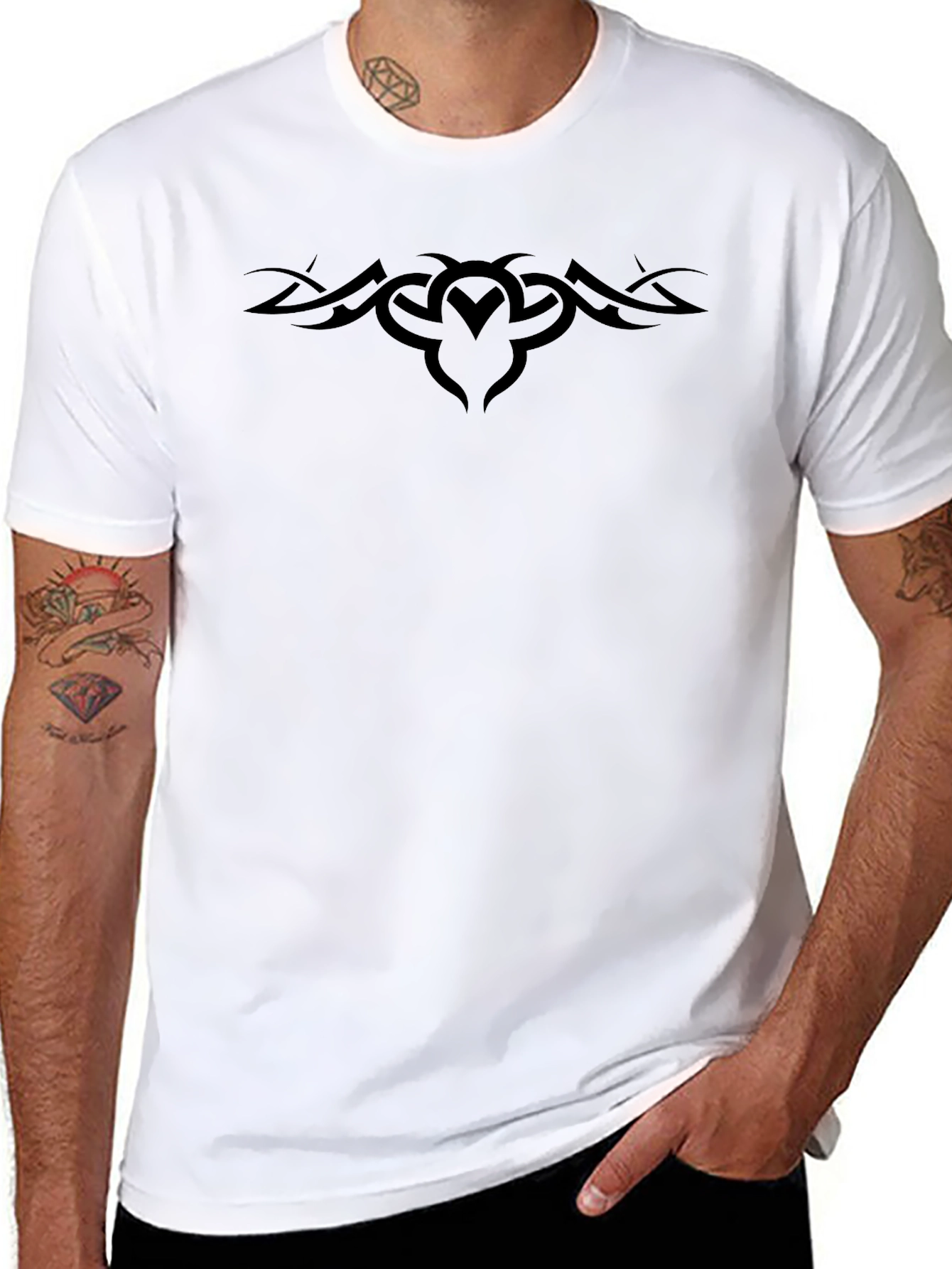 Tribal Tattoo Graphic Black Tee Shirt