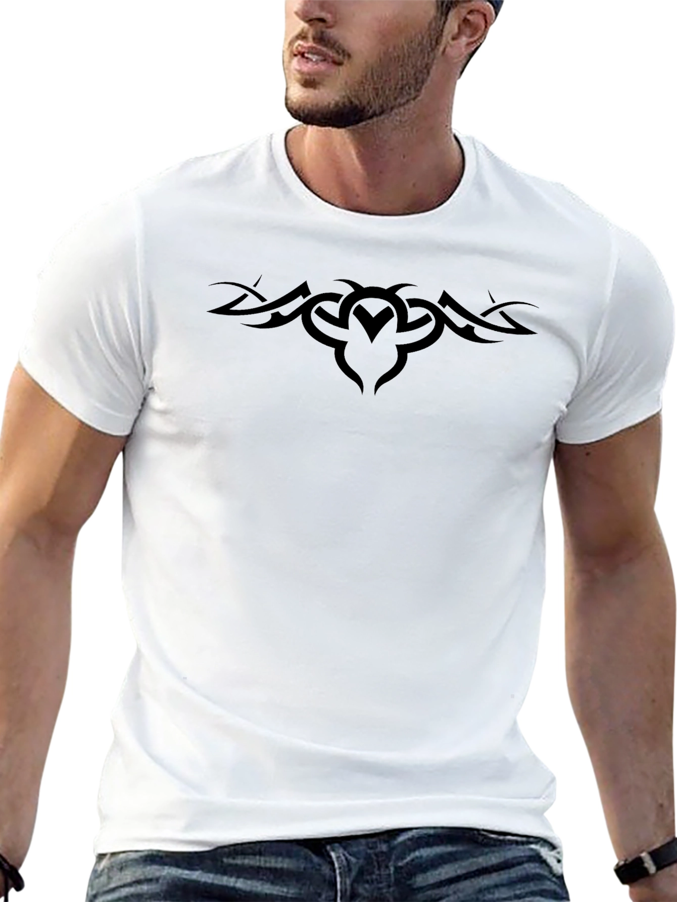 Tribal Tattoo Graphic Black Tee Shirt