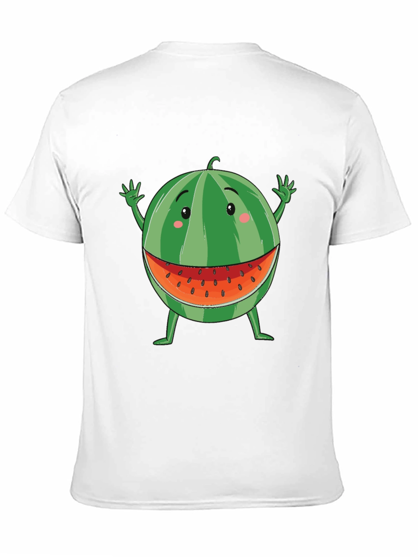 Funny Watermelon Cartoon T-Shirt - Black Cotton Tee