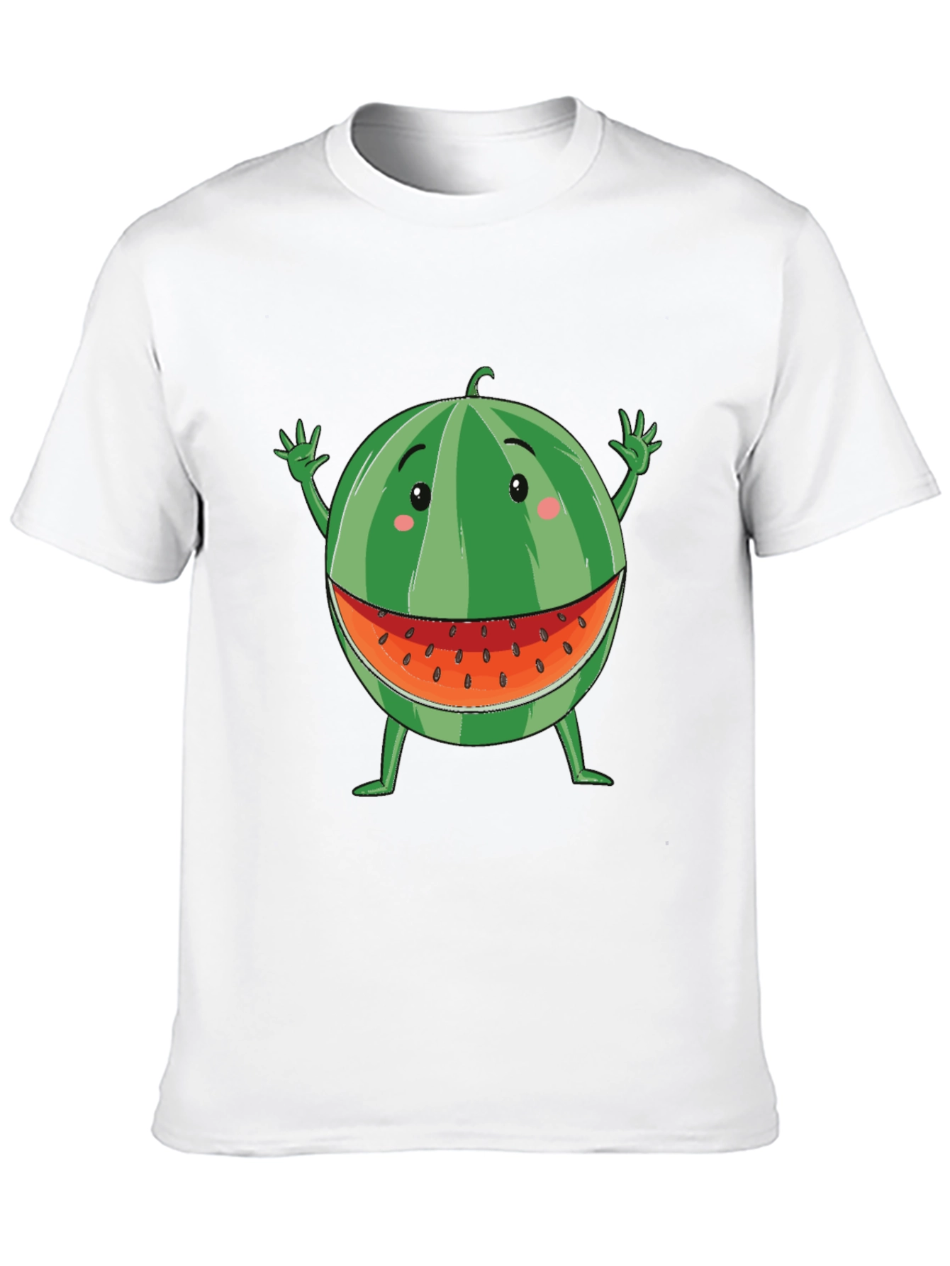 Funny Watermelon Cartoon T-Shirt - Black Cotton Tee