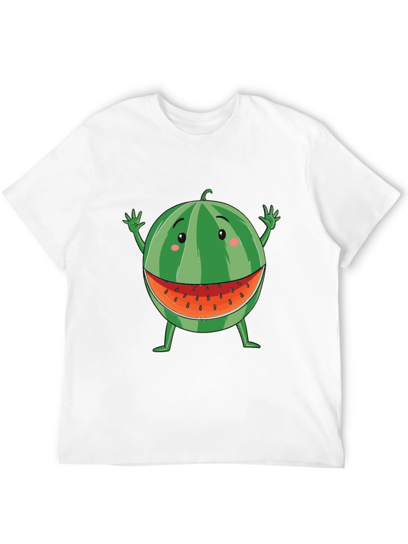 Funny Watermelon Cartoon T-Shirt - Black Cotton Tee