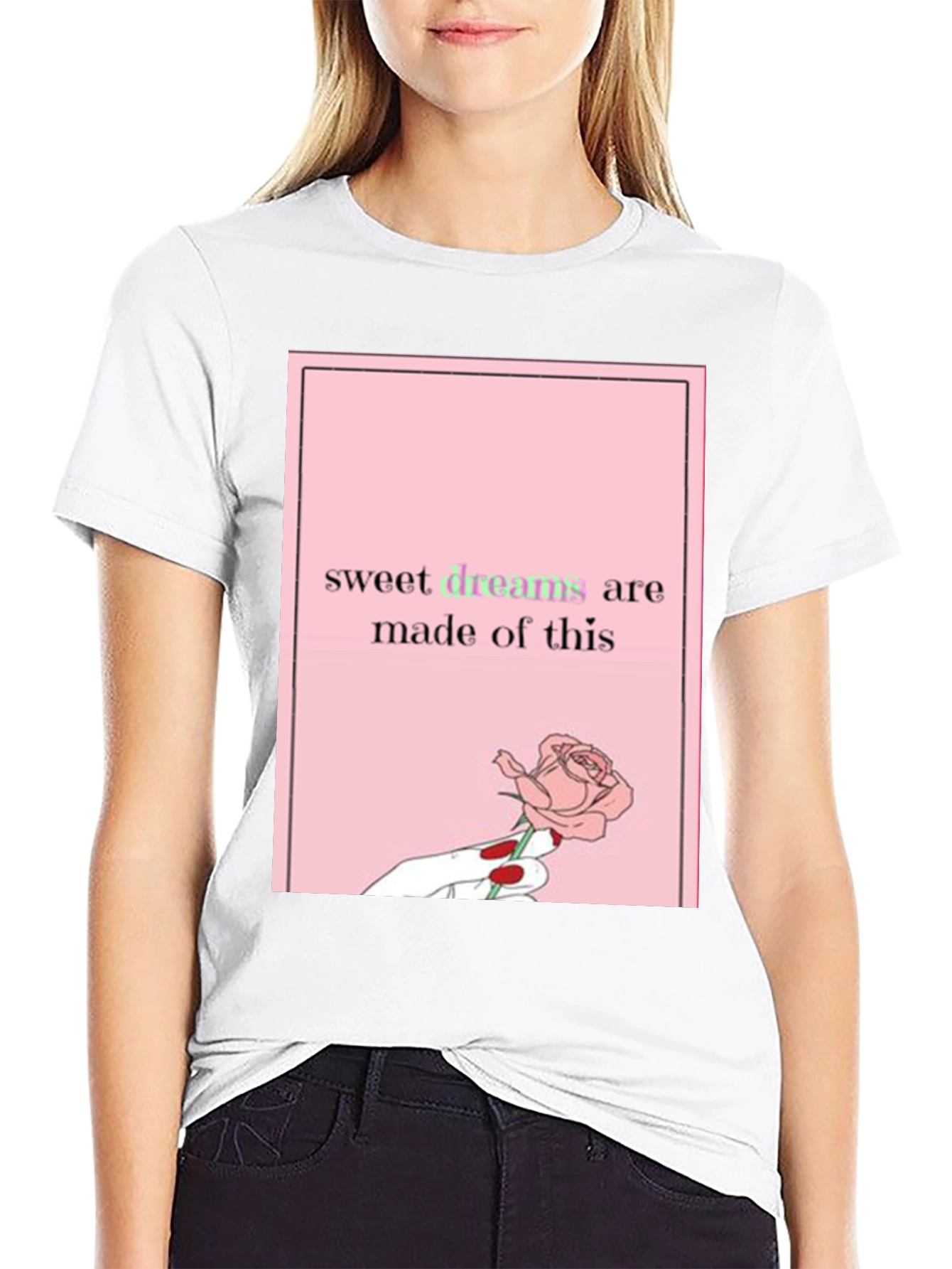 Sweet Dreams Rose Graphic Tee - Black