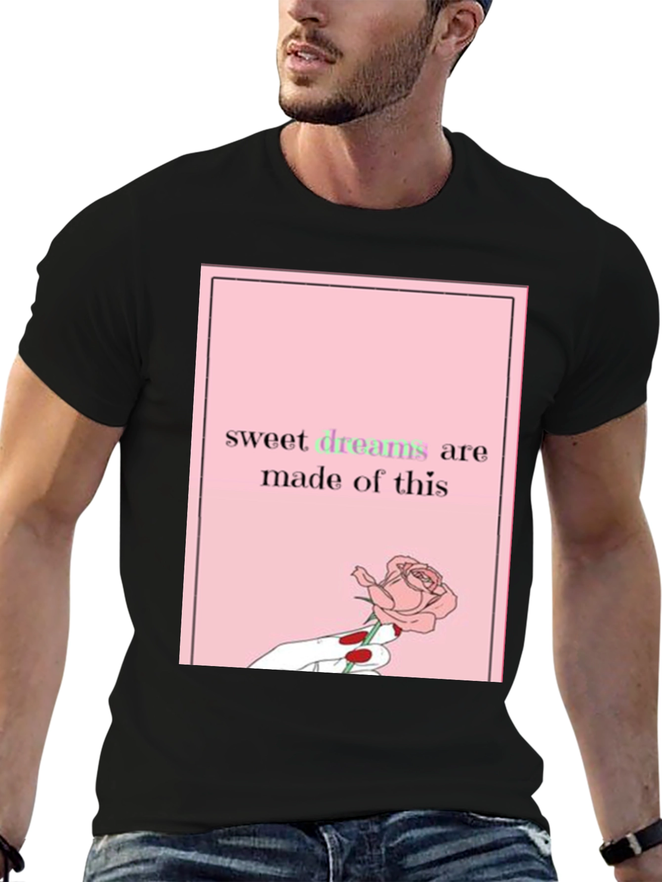 Sweet Dreams Rose Graphic Tee - Black
