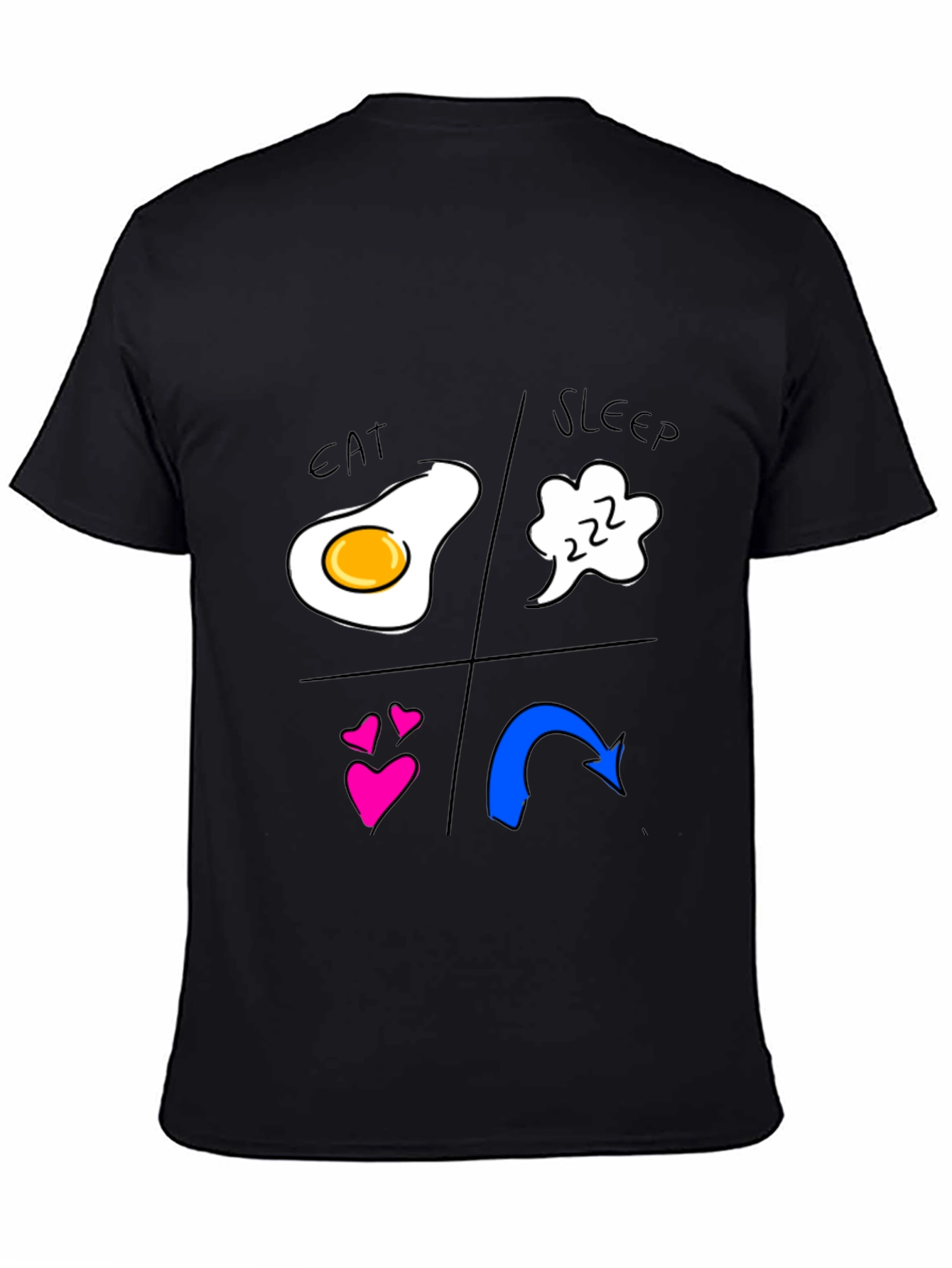 Eat Sleep Love Repeat Graphic Tee - Black