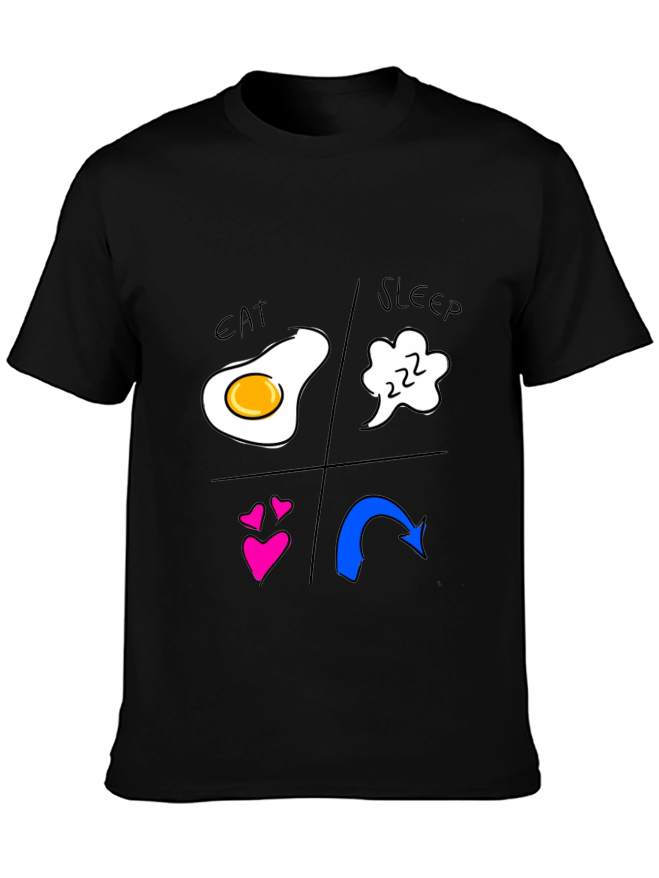Eat Sleep Love Repeat Graphic Tee - Black