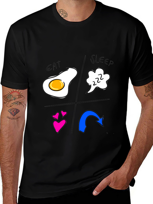 Eat Sleep Love Repeat Graphic Tee - Black