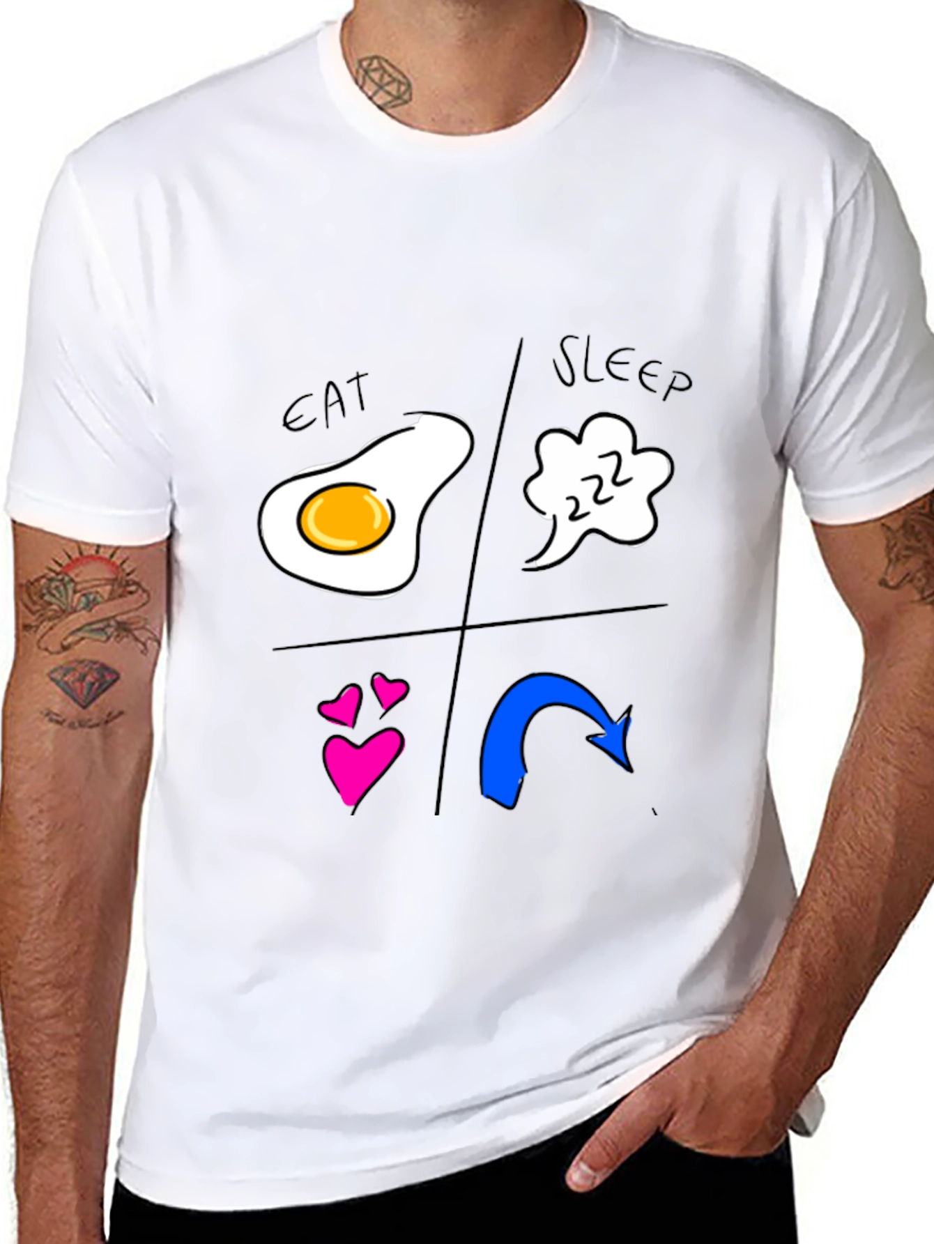 Eat Sleep Love Repeat Graphic Tee - Black