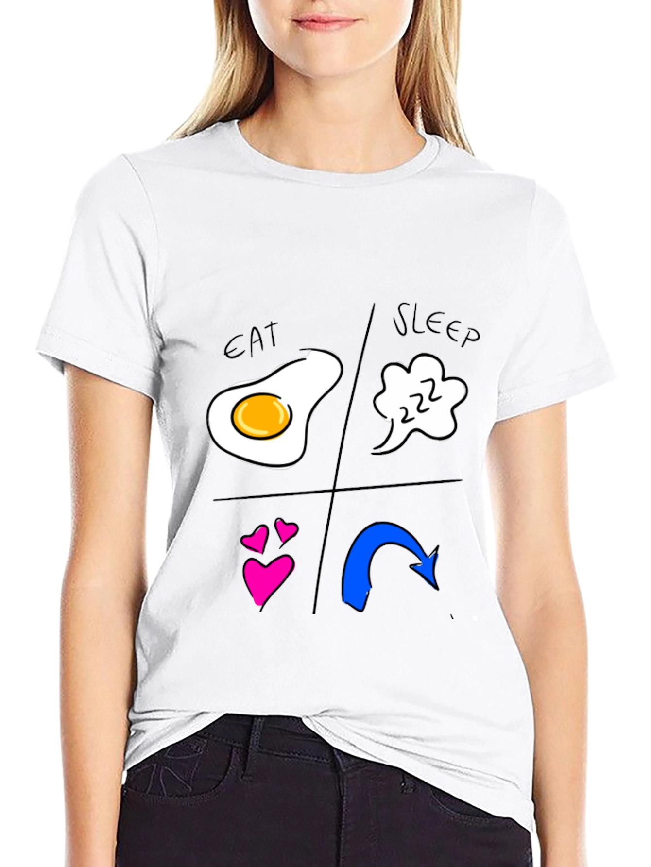 Eat Sleep Love Repeat Graphic Tee - Black
