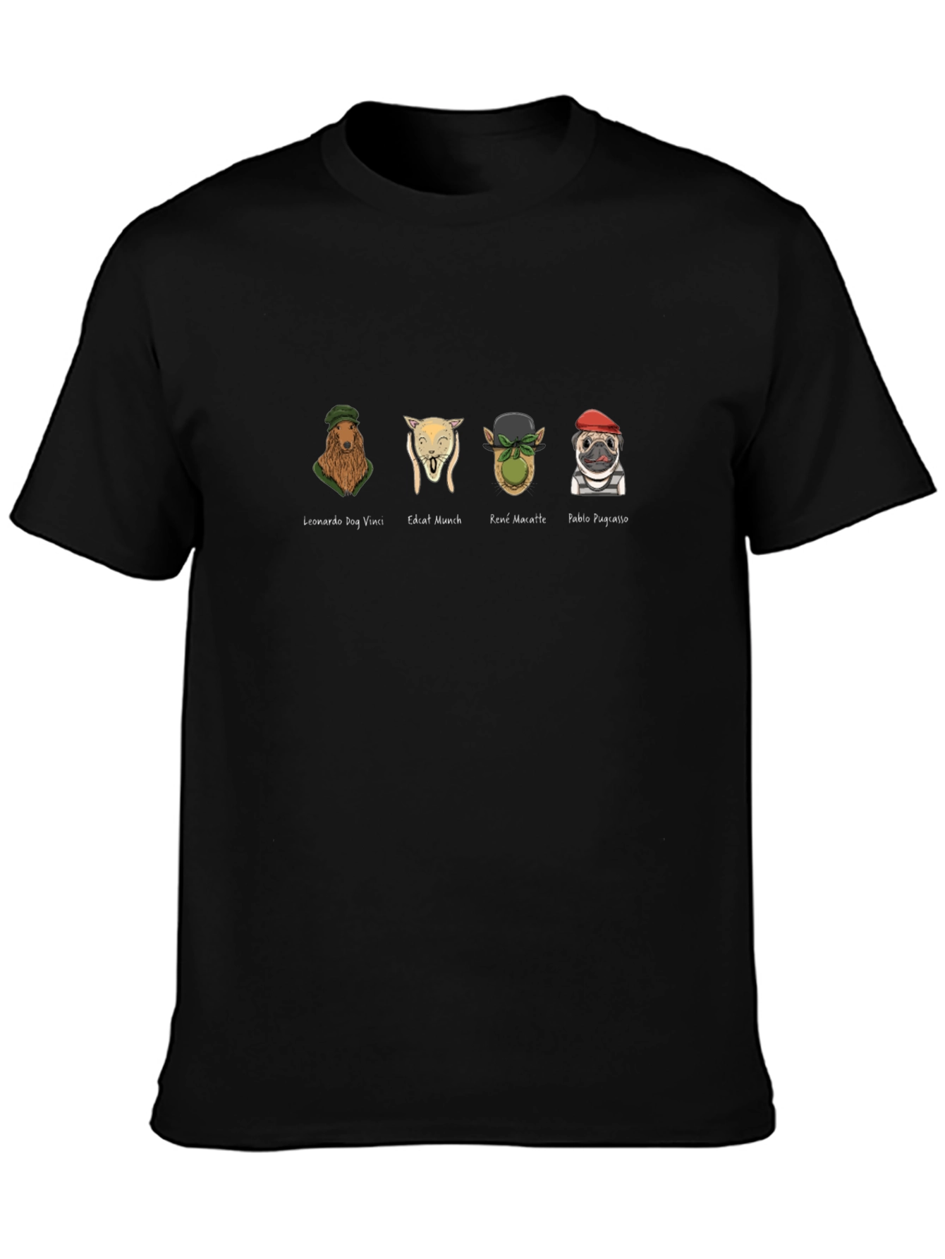 Artist Dogs Graphic T-Shirt - Leonardo Munch Magritte Picasso