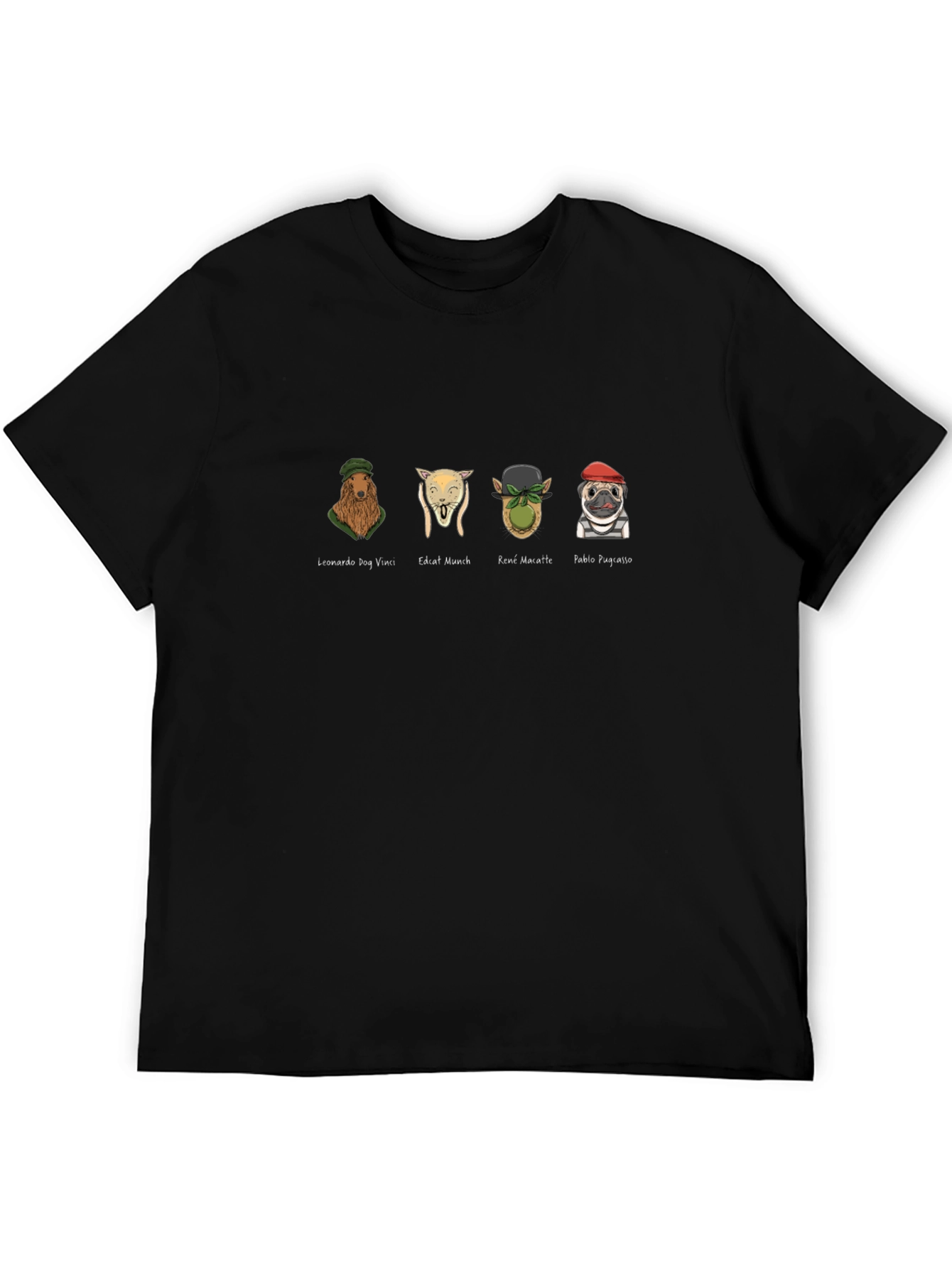 Artist Dogs Graphic T-Shirt - Leonardo Munch Magritte Picasso