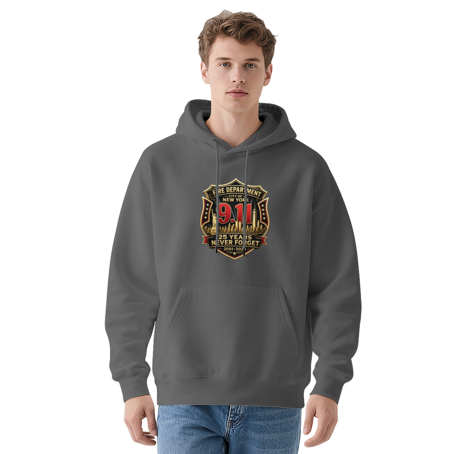 FDNY Fire Department Badge 9/11 25 Year Tribute Hoodie