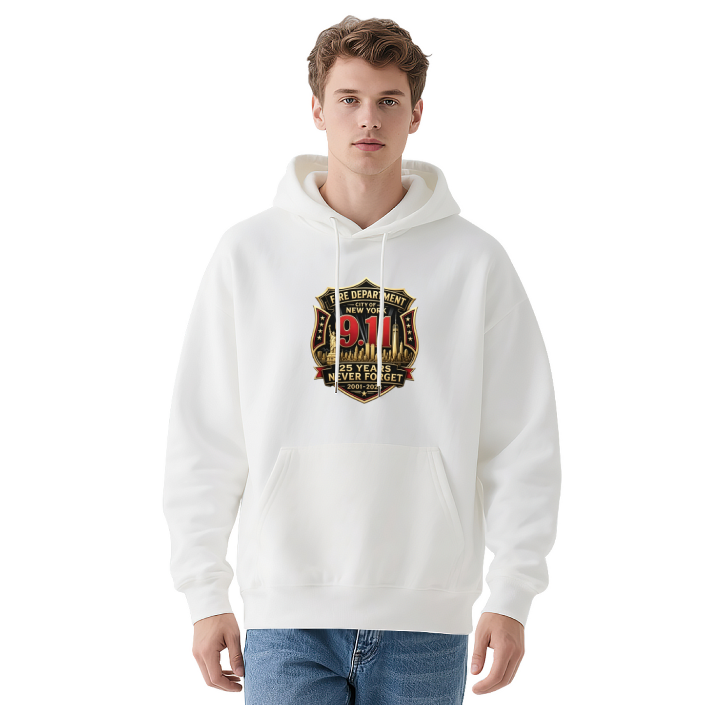 FDNY Fire Department Badge 9/11 25 Year Tribute Hoodie
