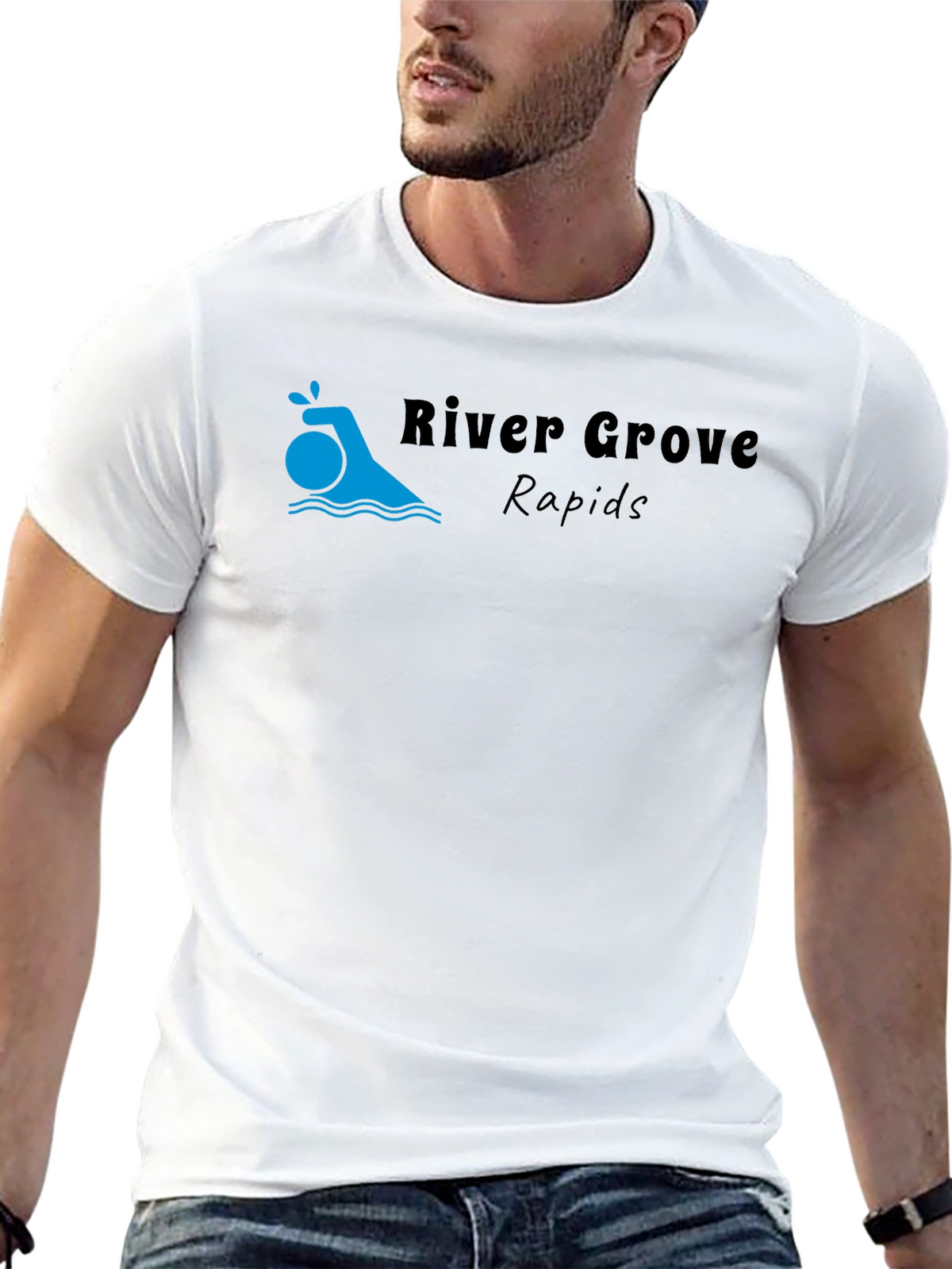 River Grove Rapids Black Graphic T-Shirt