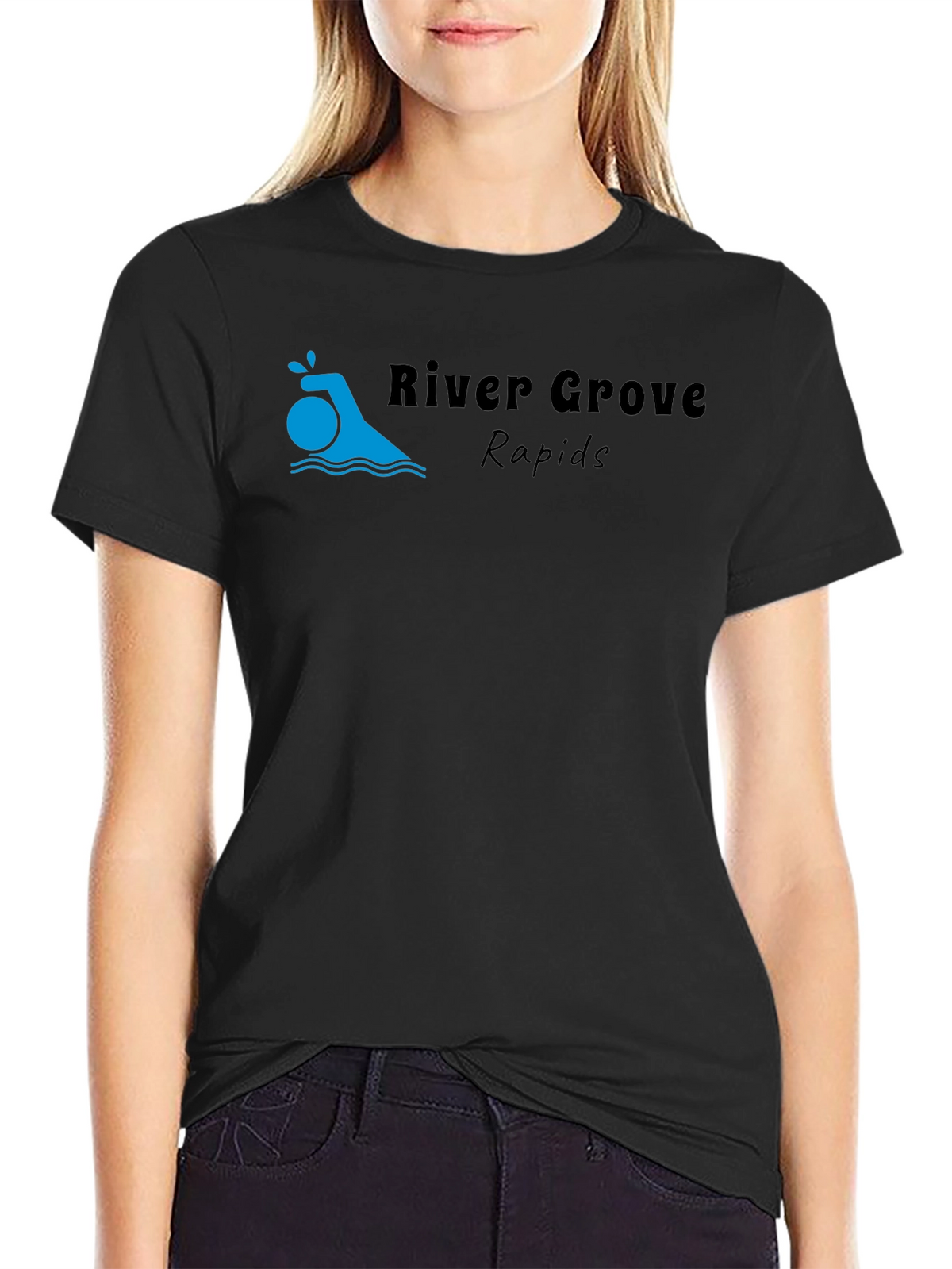 River Grove Rapids Black Graphic T-Shirt