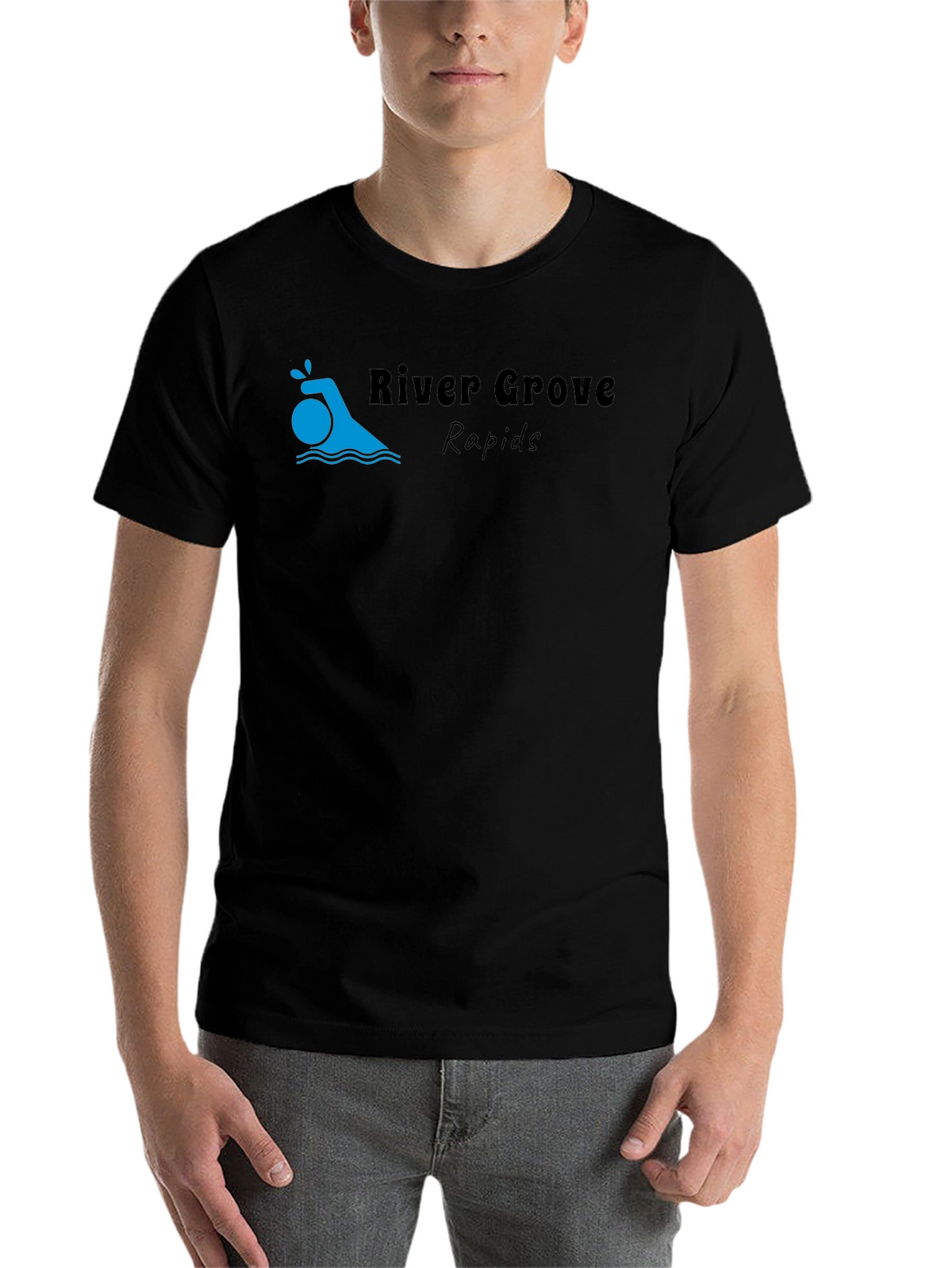 River Grove Rapids Black Graphic T-Shirt