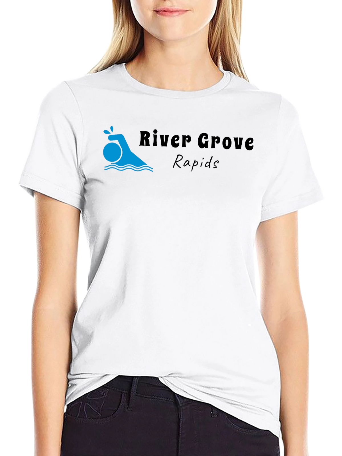 River Grove Rapids Black Graphic T-Shirt
