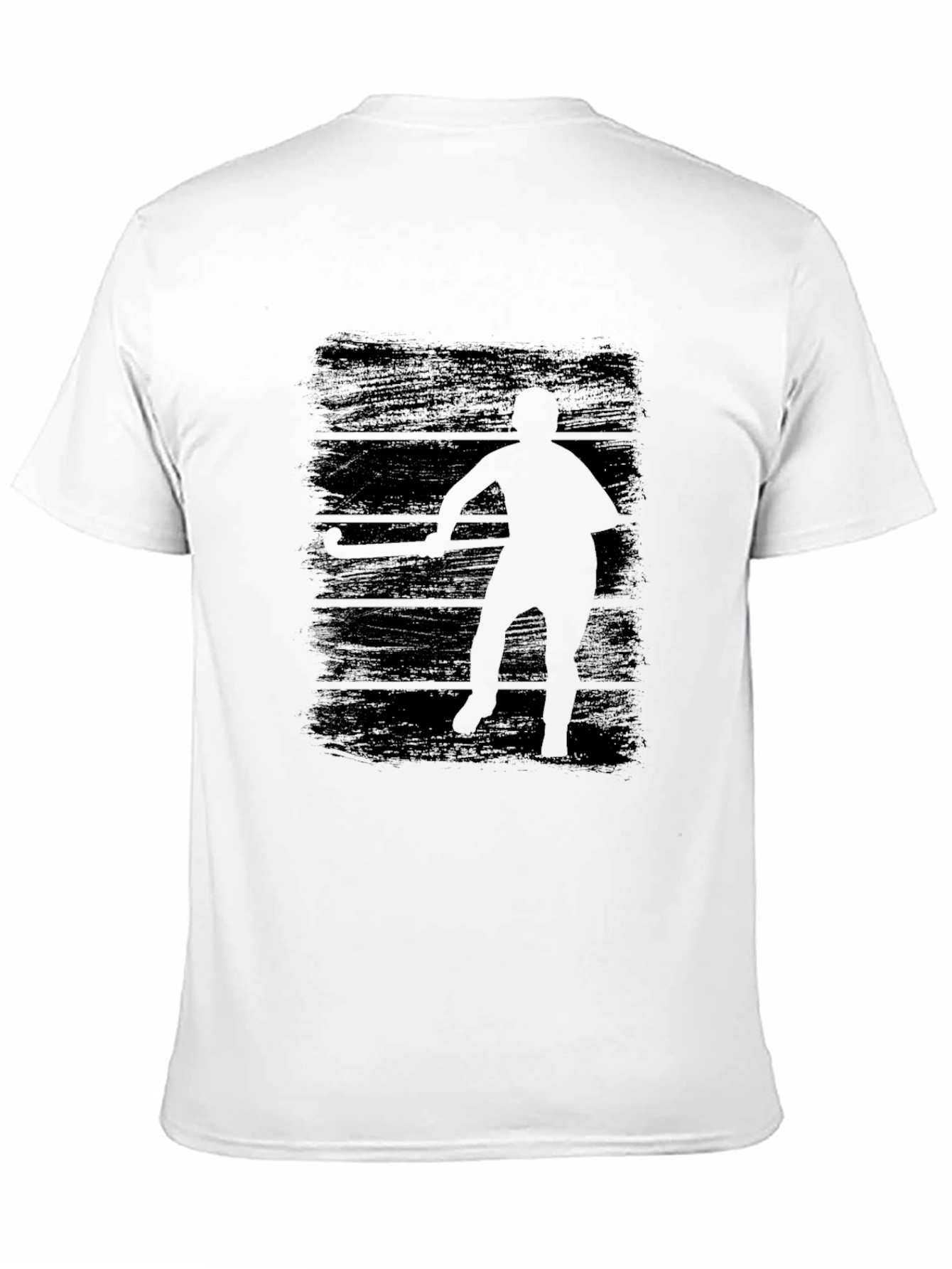 Hockey Player Graphic Tee - Black Cotton T-Shirt