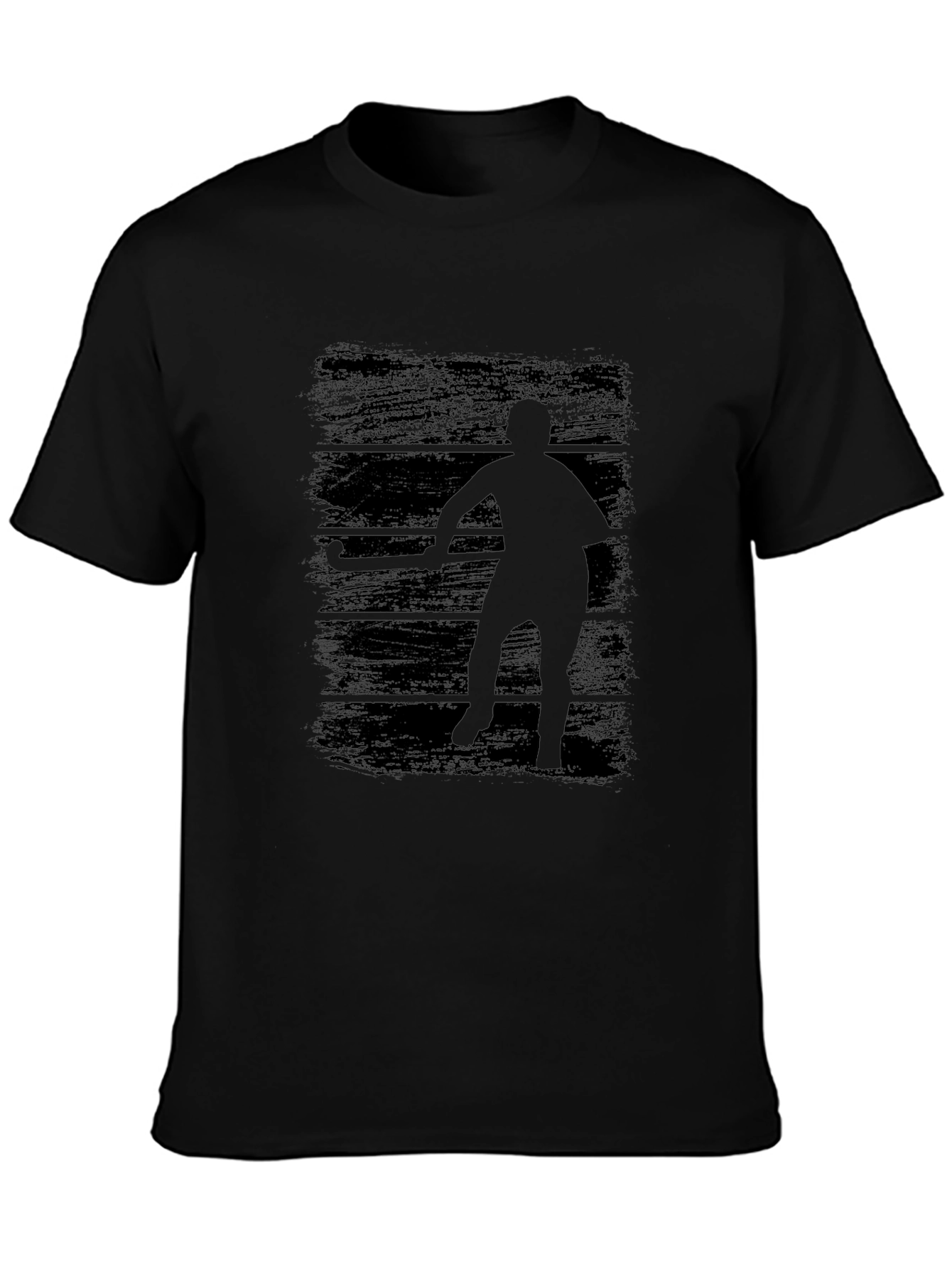 Hockey Player Graphic Tee - Black Cotton T-Shirt