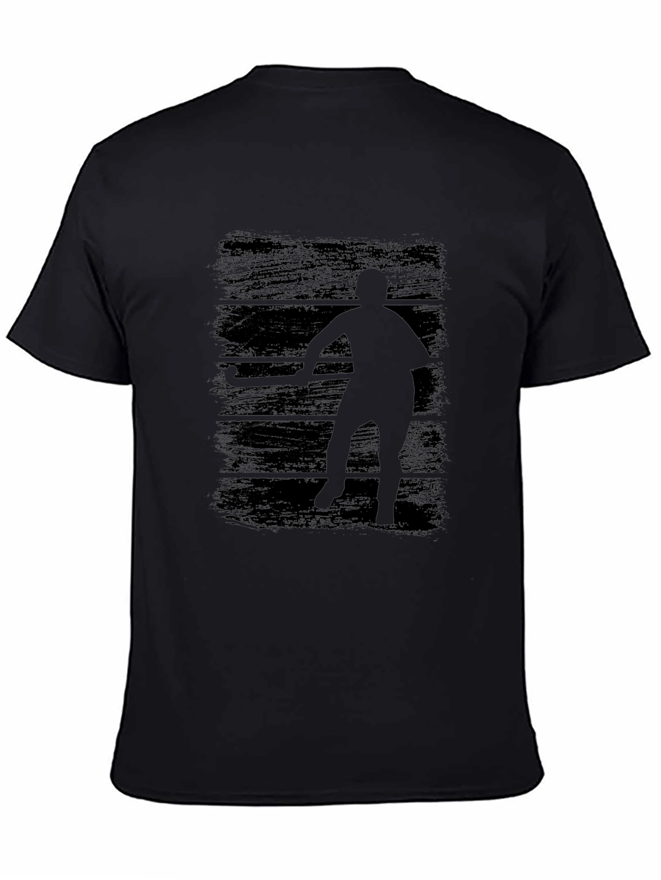 Hockey Player Graphic Tee - Black Cotton T-Shirt