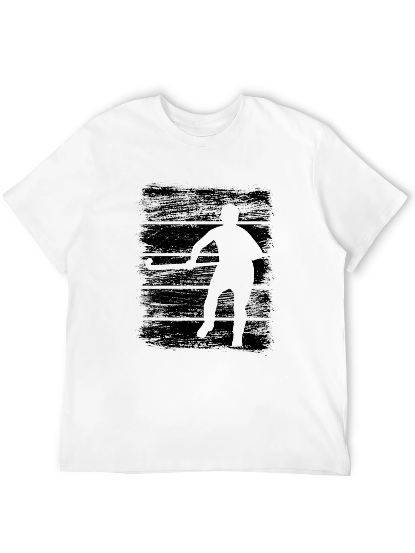 Hockey Player Graphic Tee - Black Cotton T-Shirt