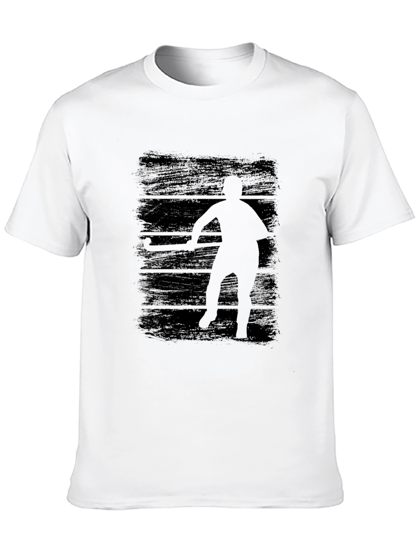 Hockey Player Graphic Tee - Black Cotton T-Shirt